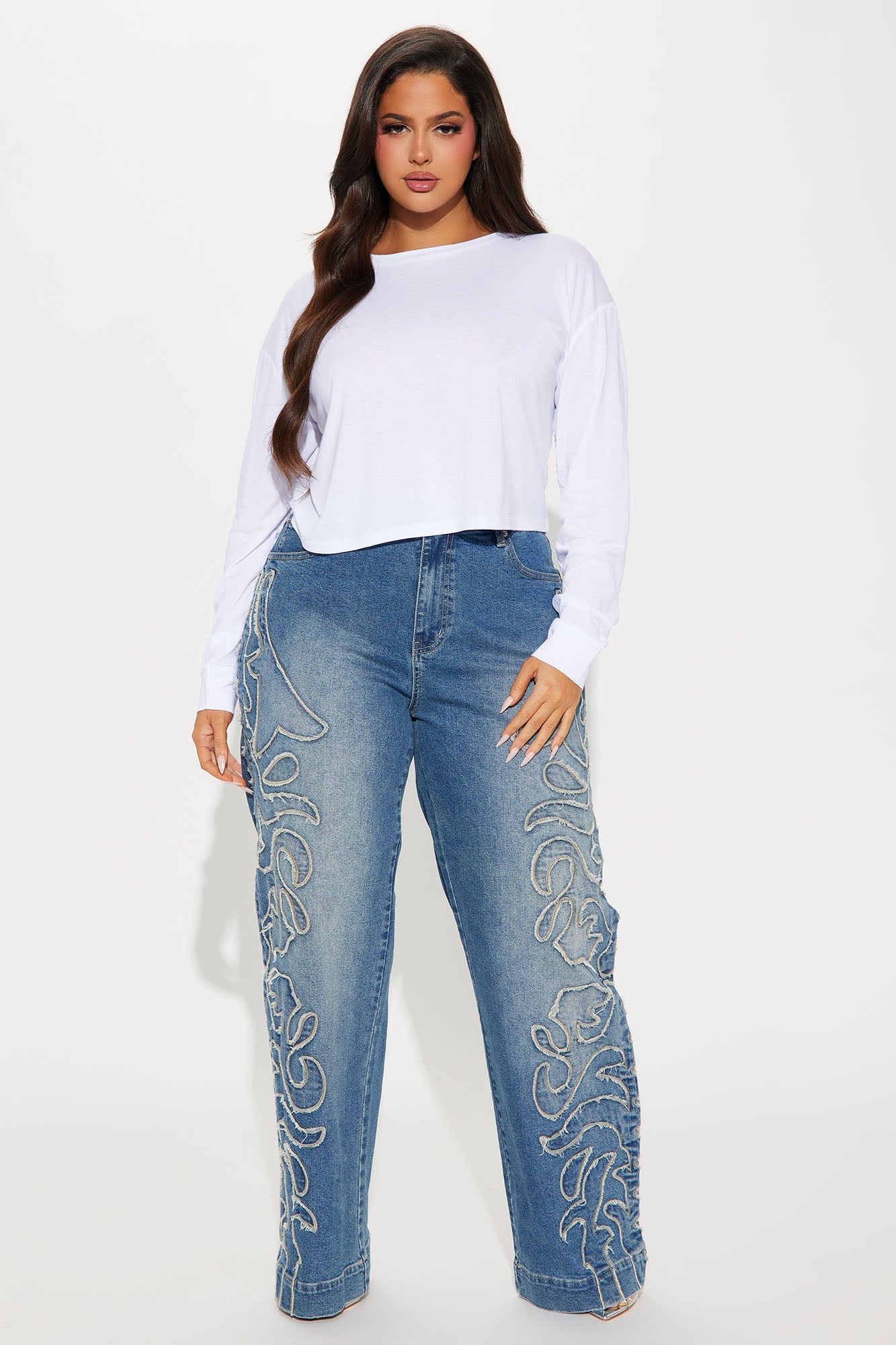 Leslie Long Sleeve Cropped Tee - White