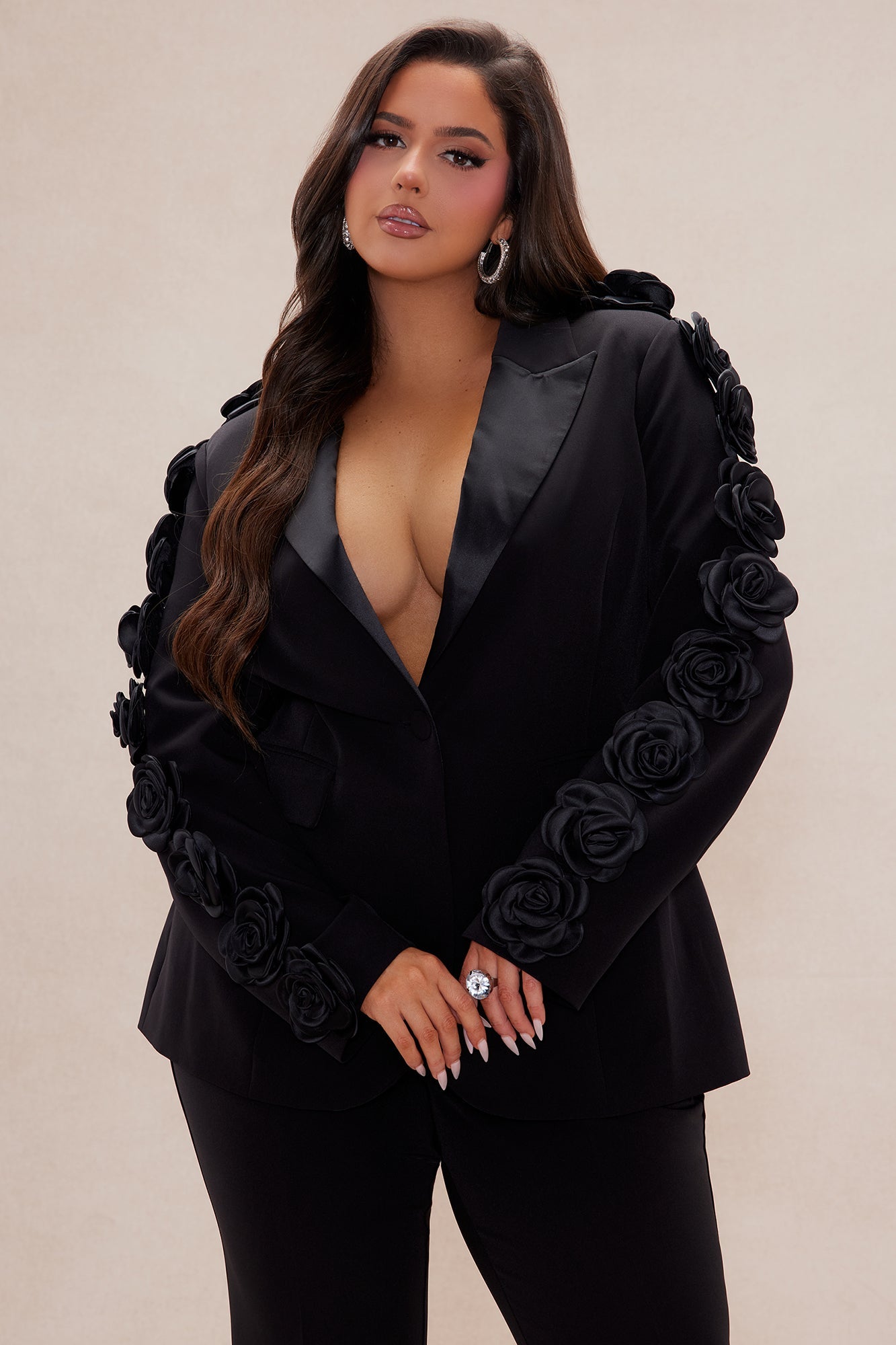 Mary Rosette Pant Suit Set - Black