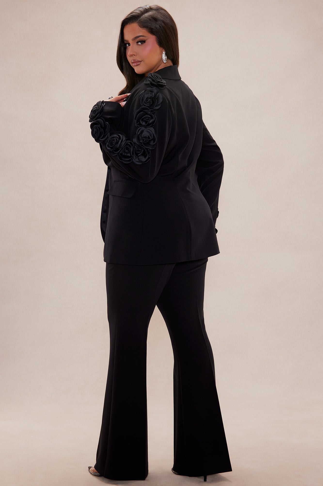 Mary Rosette Pant Suit Set - Black