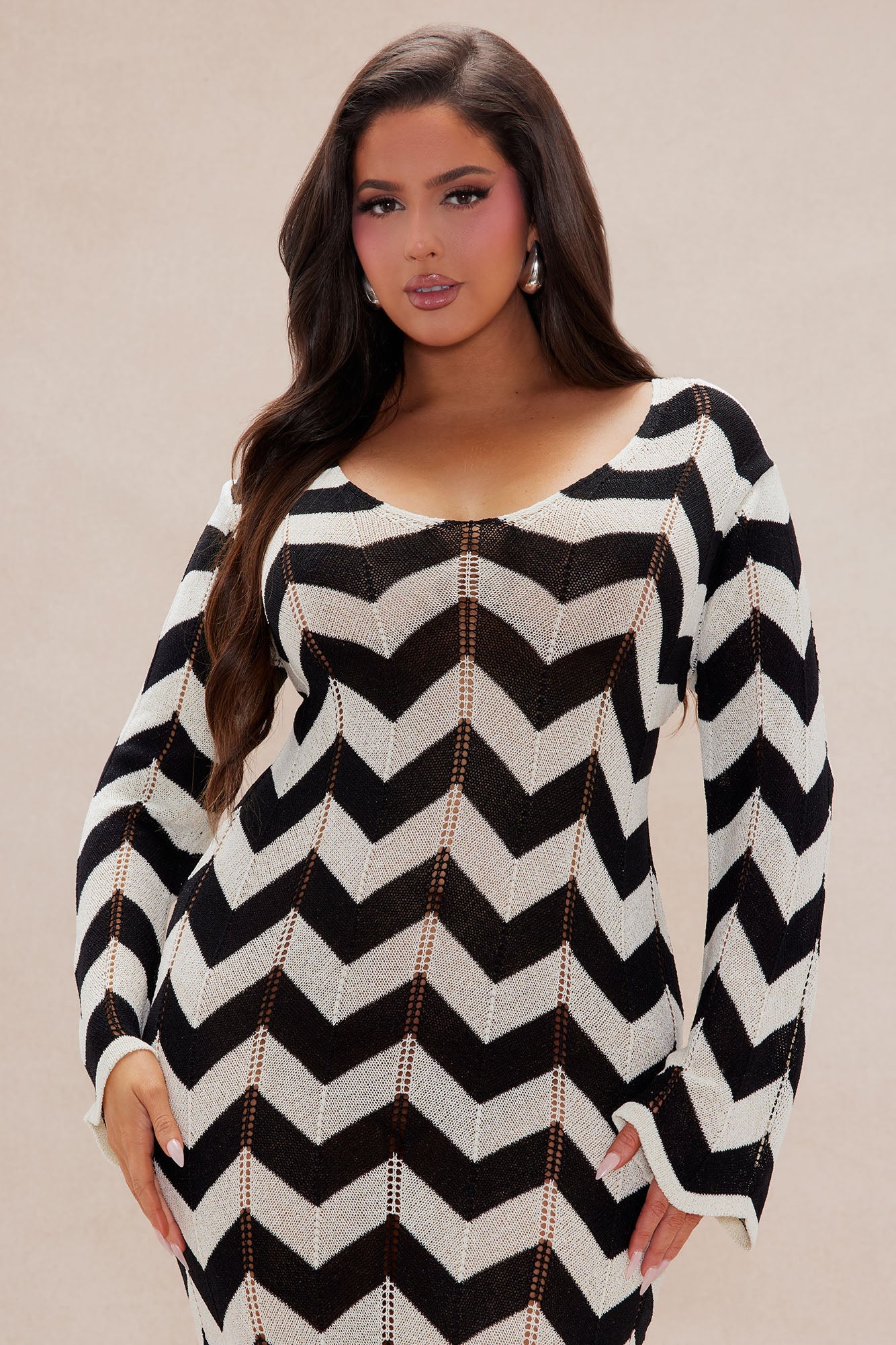 Marenna Sweater Maxi Dress - Black/White