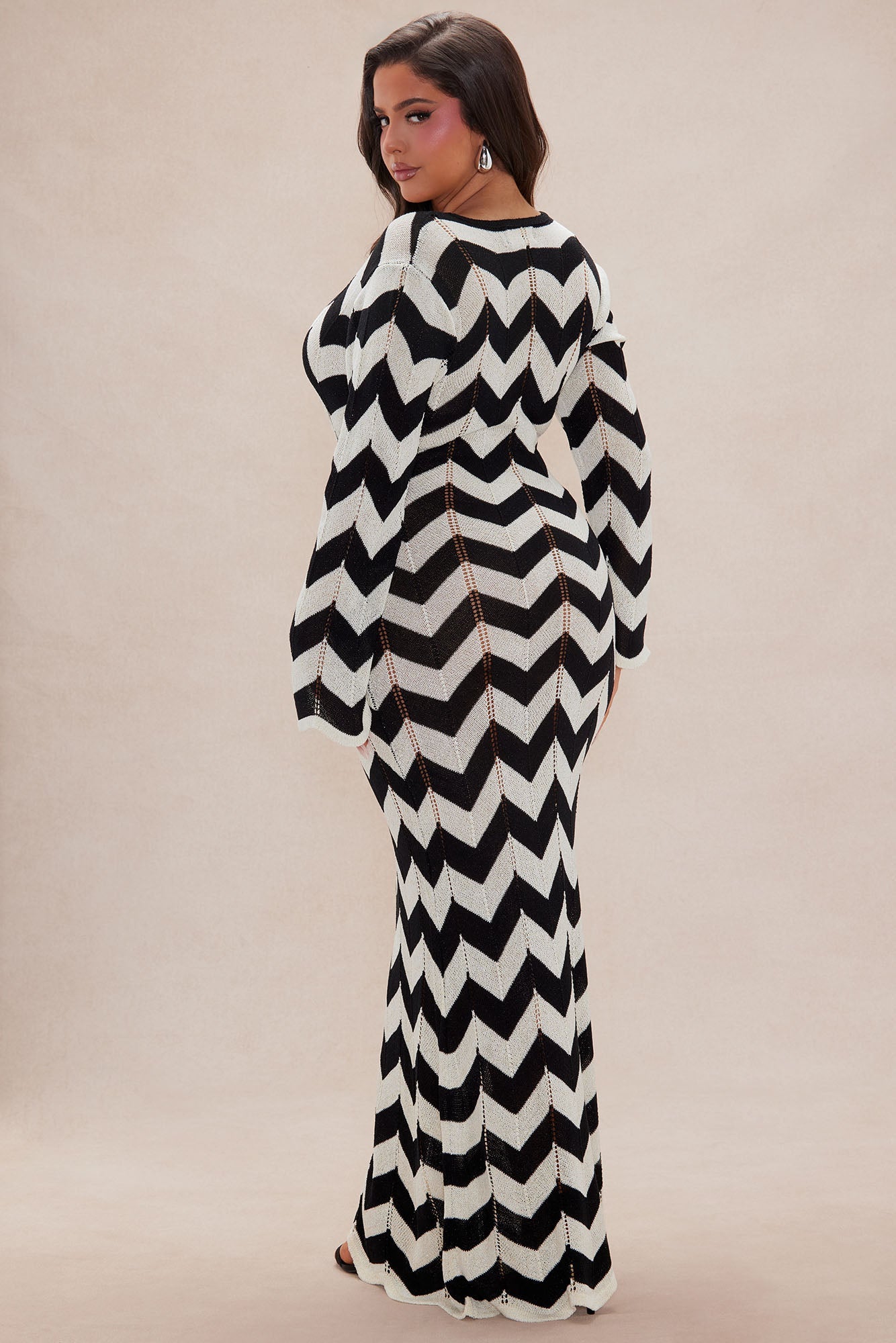 Marenna Sweater Maxi Dress - Black/White