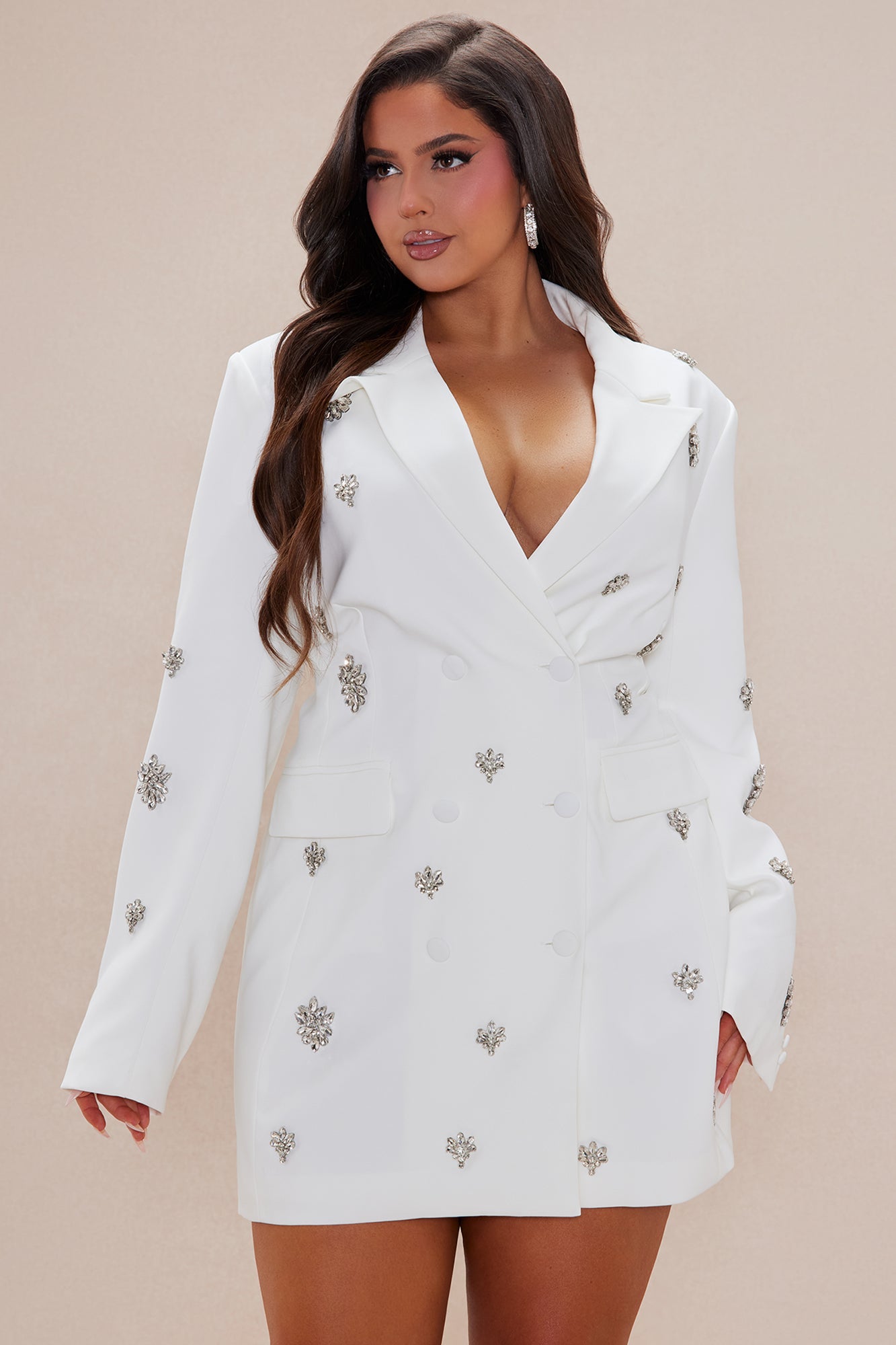 Jocelyn Embellished Blazer Dress - Off White