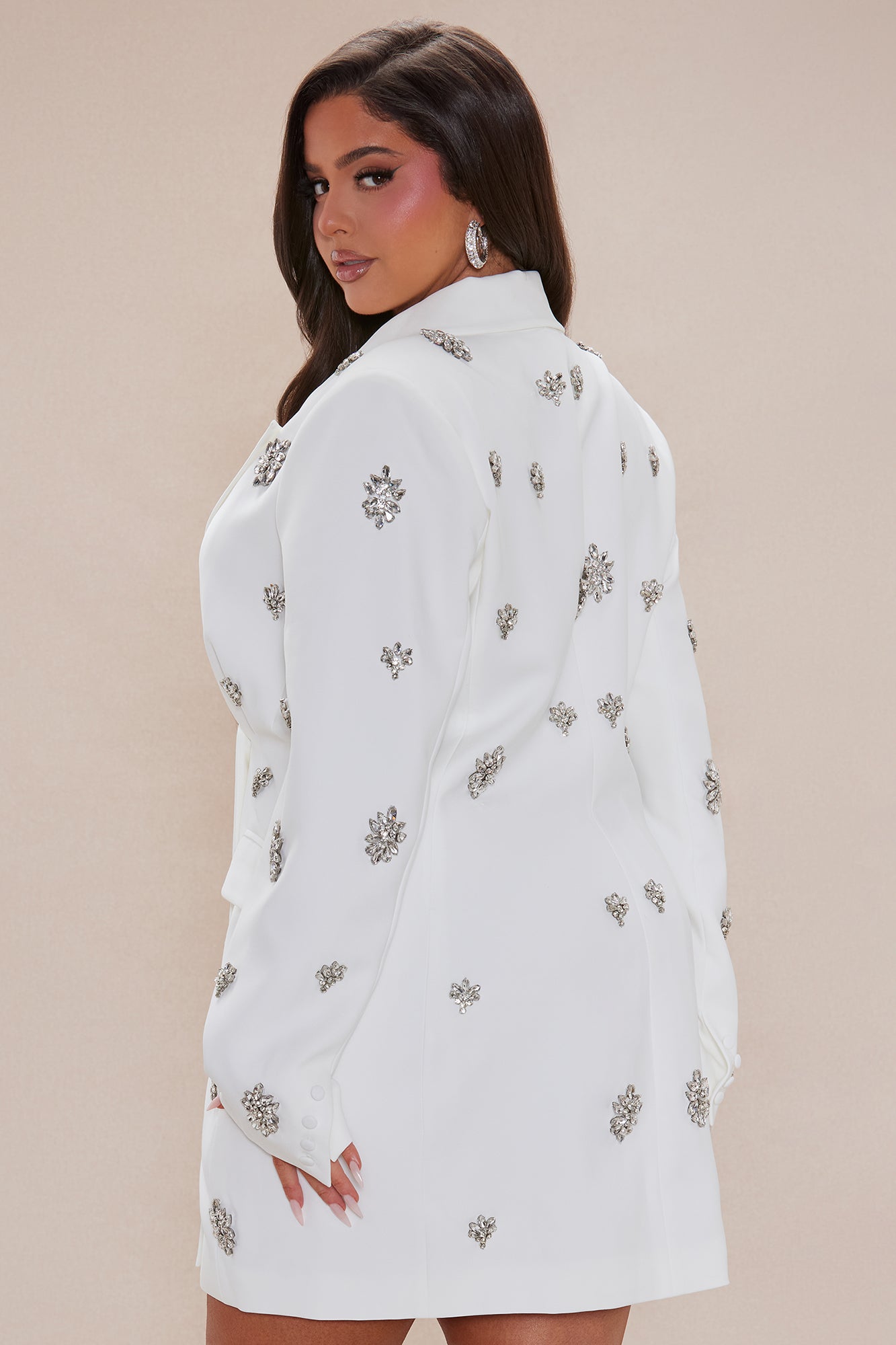 Jocelyn Embellished Blazer Dress - Off White