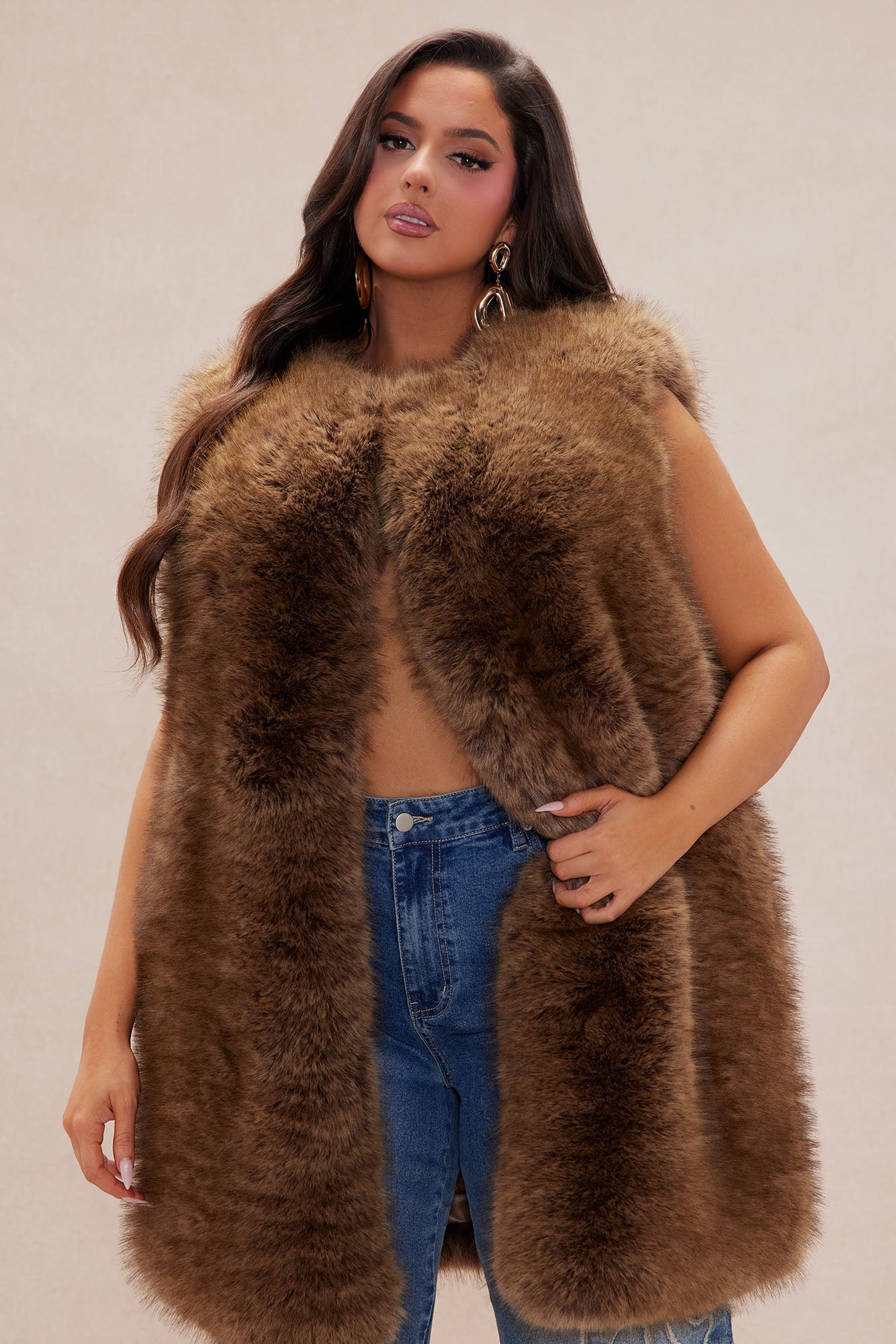 Denver Fur Vest - Mocha