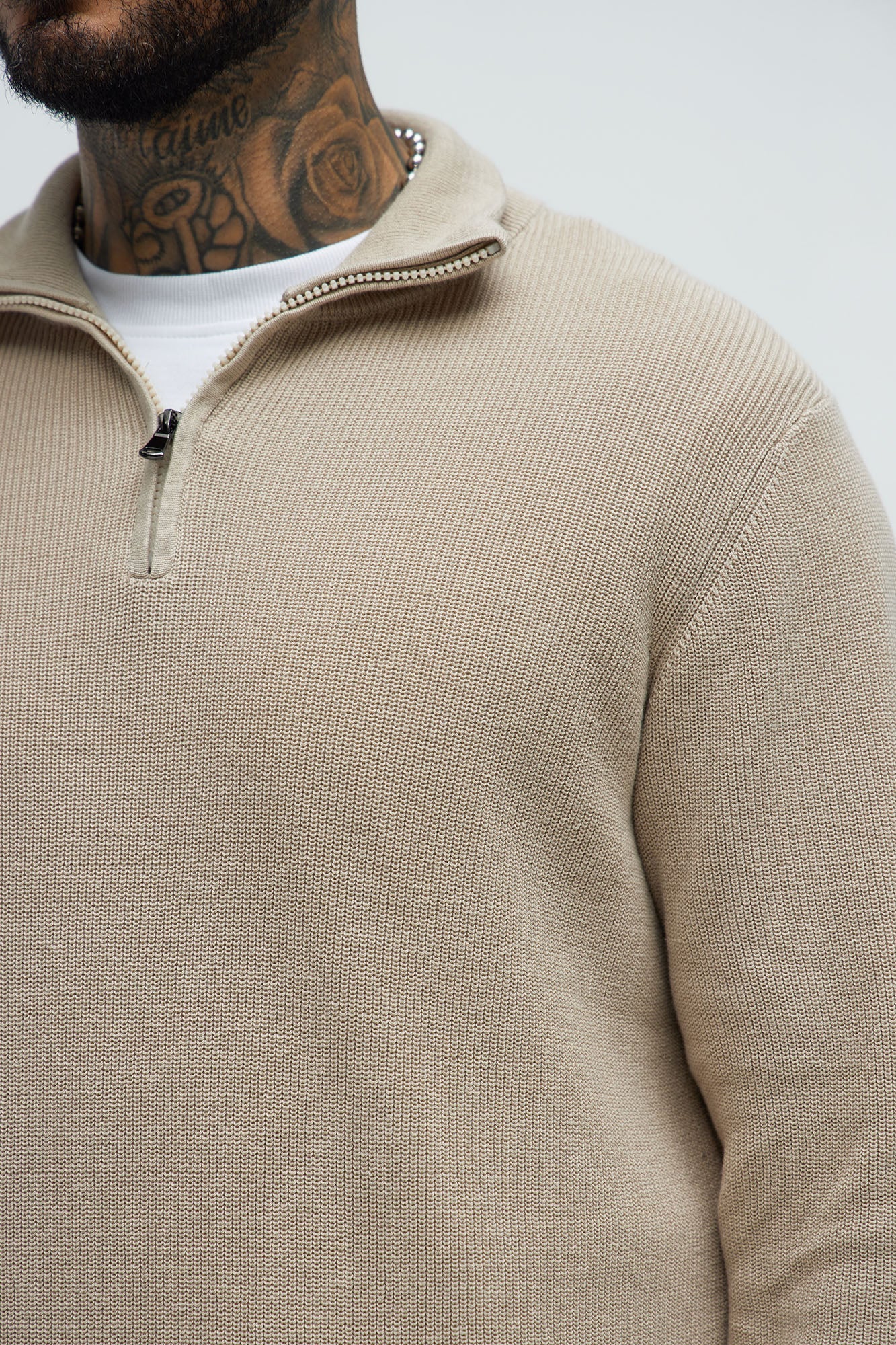 Shawn Quarter Zip Sweater - Tan