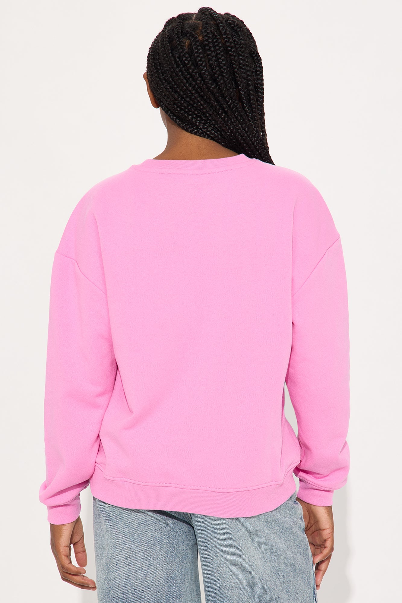Mini Snoopy Best Friends Embroidered Crew Neck Sweatshirt - Hot Pink