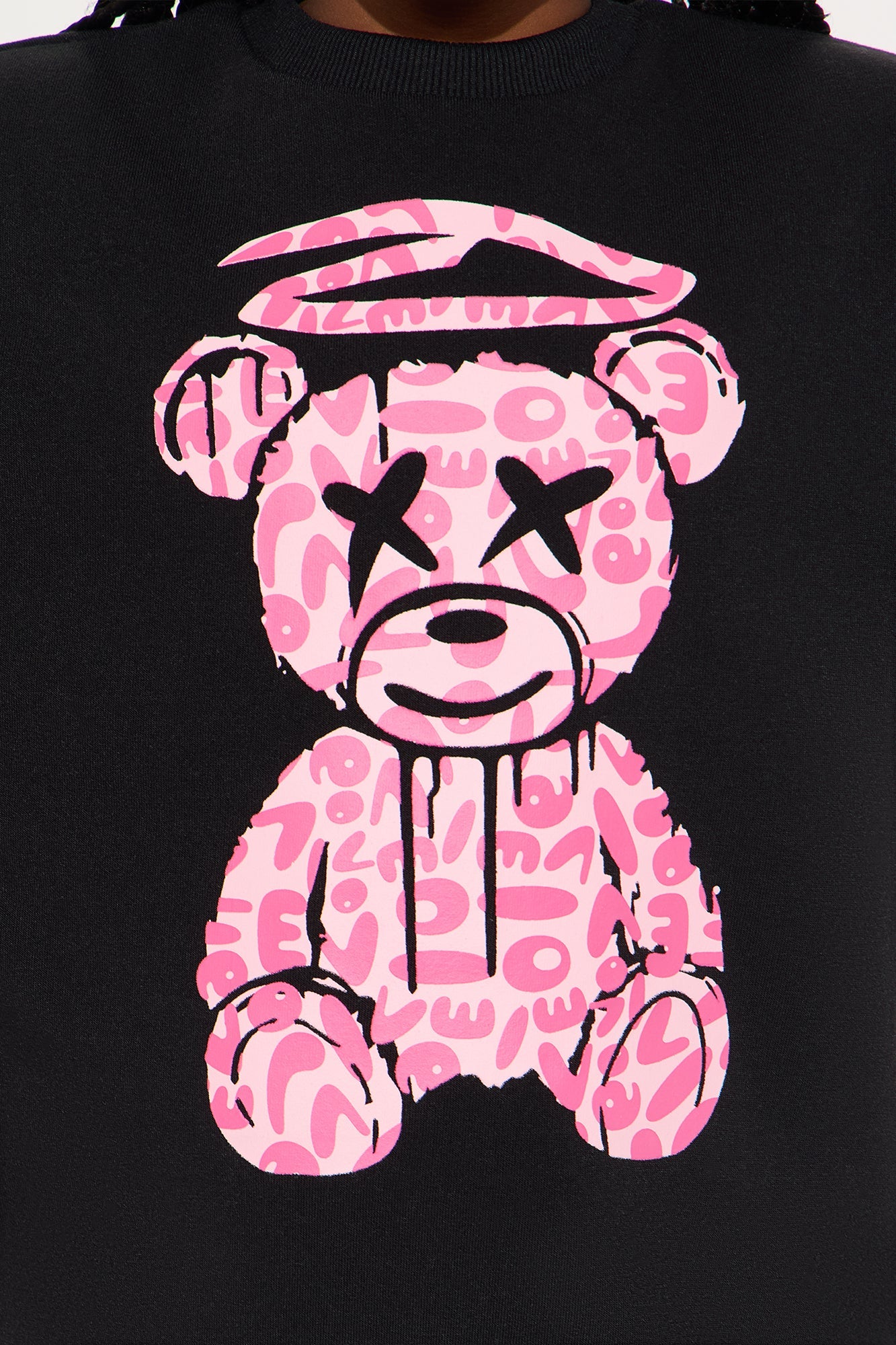 Mini Graffiti Bear Crew Neck Sweatshirt - Black