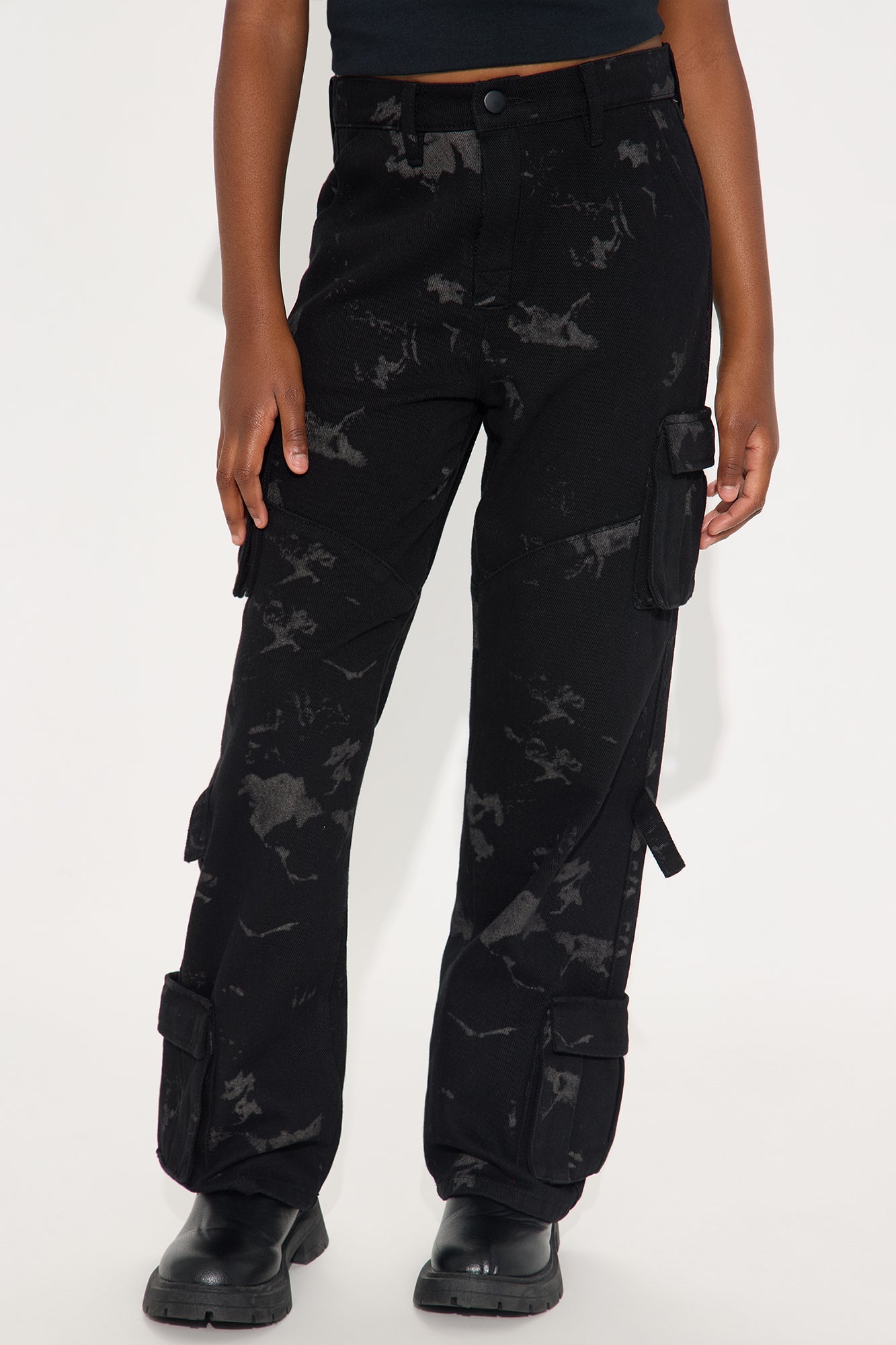 Mini Level You Up Mineral Wash Cargo Pant - Black/combo