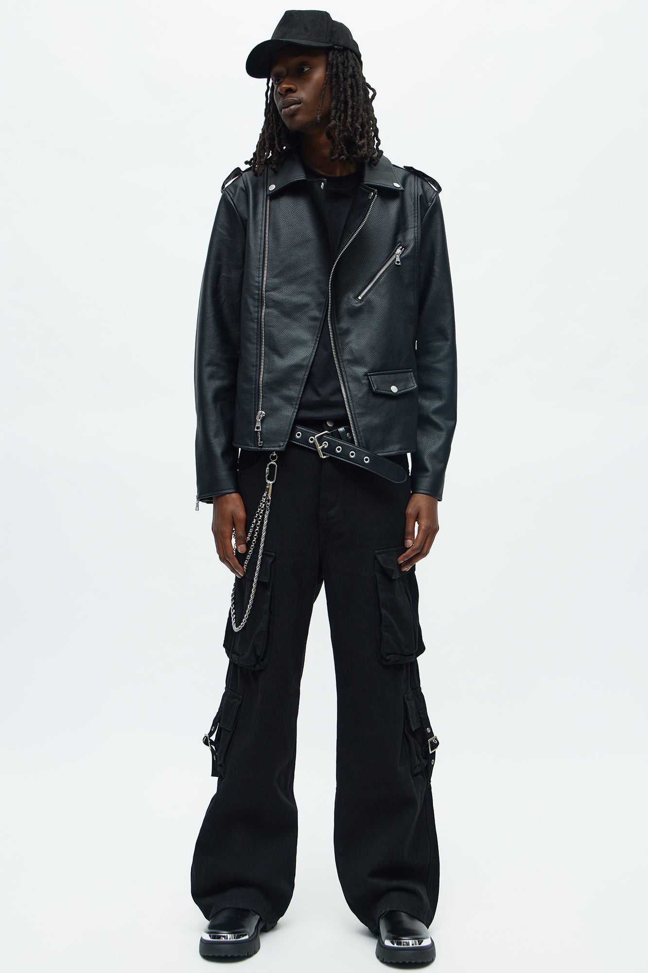 Bike Rider Pebble Faux Leather Moto Jacket - Black