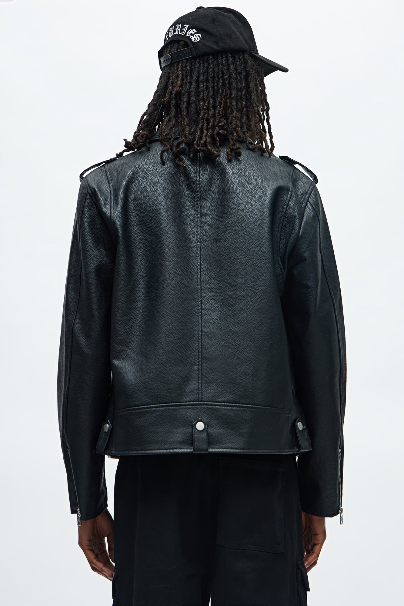 Bike Rider Pebble Faux Leather Moto Jacket - Black