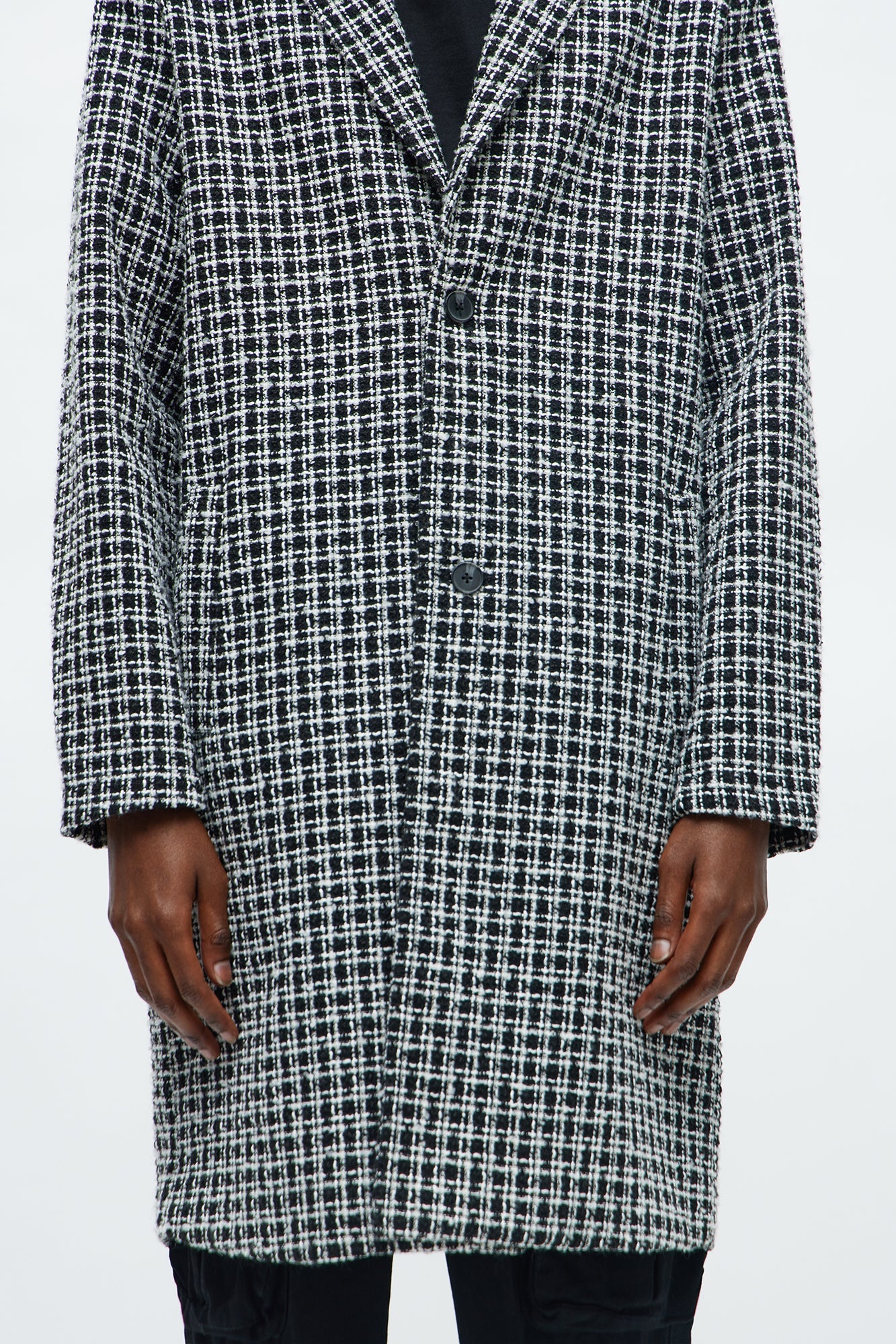 Textured Elevated Square Off Car Coat - Black