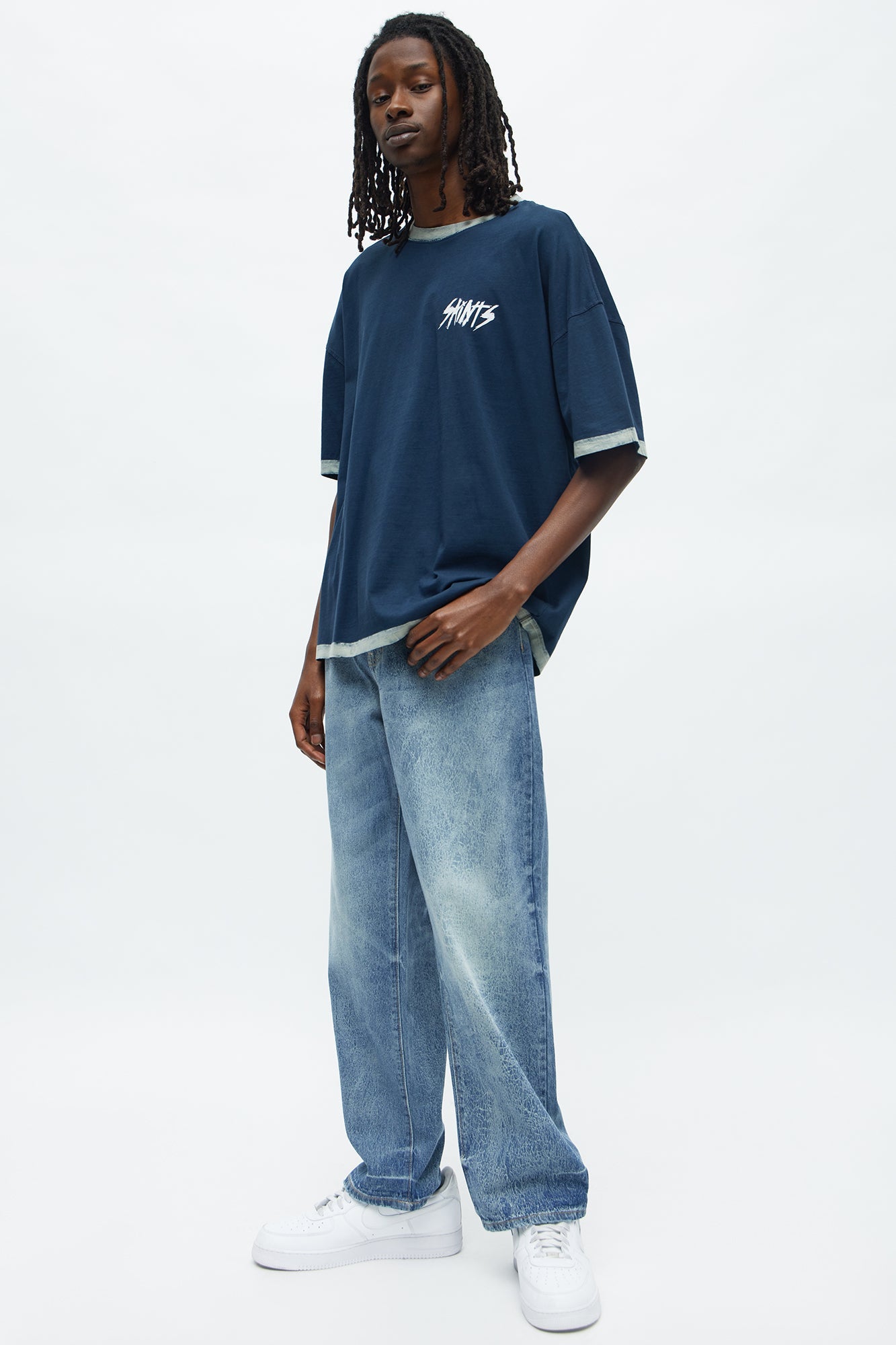 Relaxed Straight Crack The Code Jean - Light Blue Wash