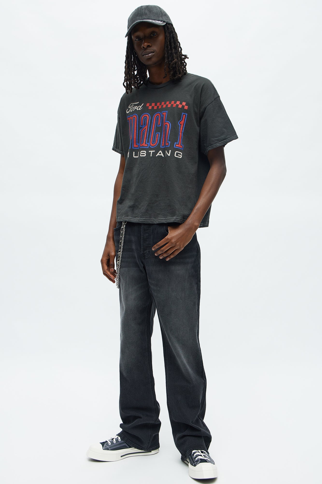 Ford Mach 1 Mustang Boxy Short Sleeve Tee - Black