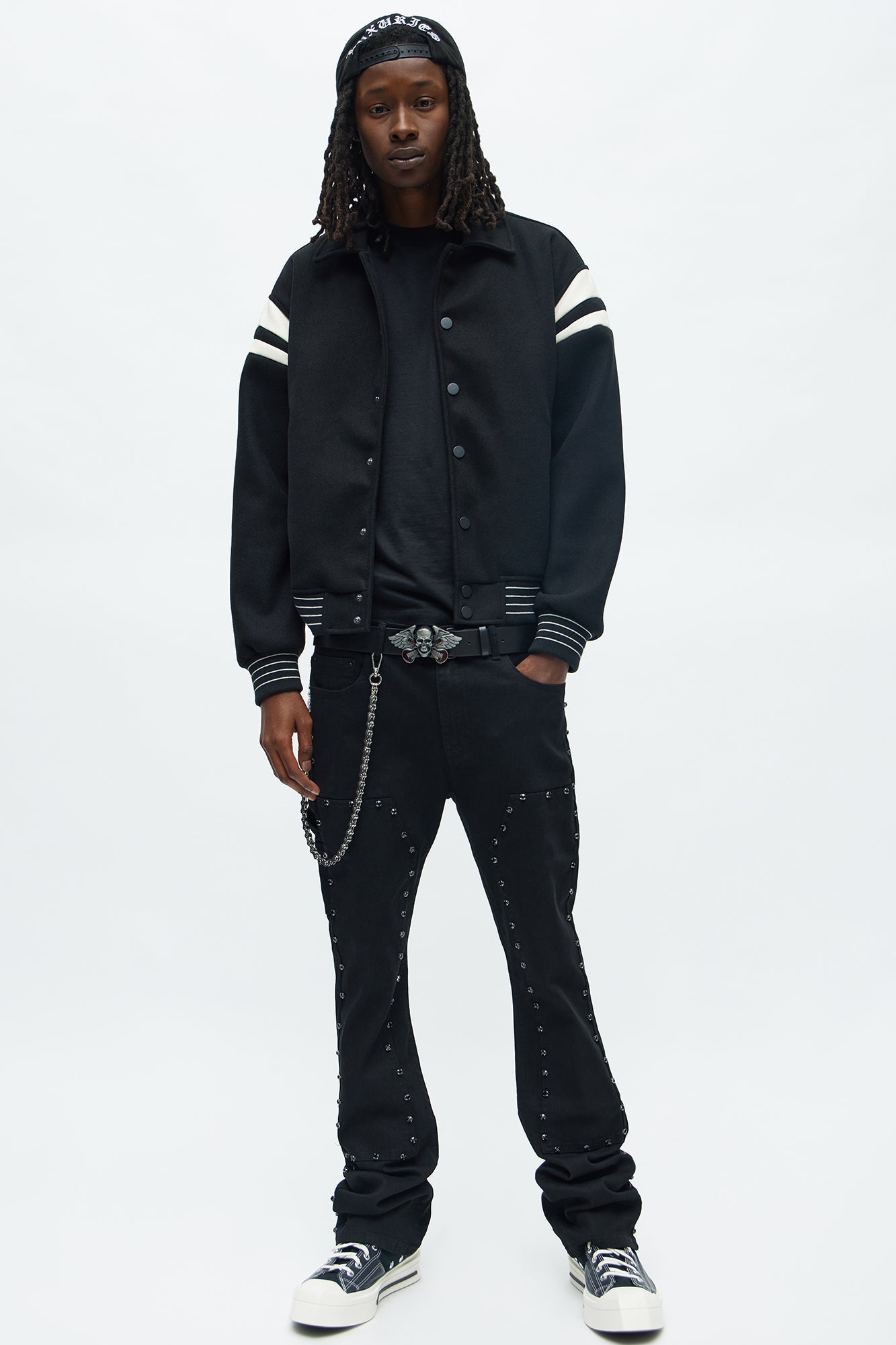 Classic Old School Varsity Jacket - Black