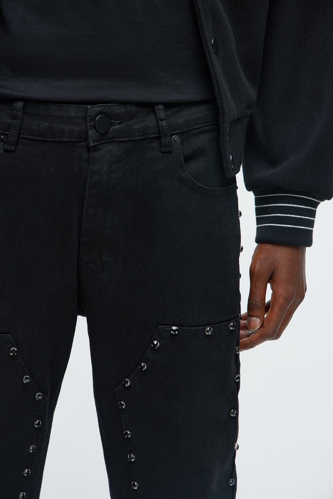 Stacked Skinny Flare No Apologies Studded Jean - Black