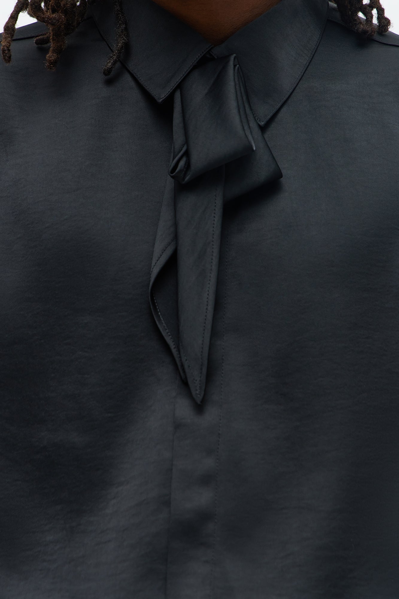 Vox Tie Collar Button Up Shirt - Black