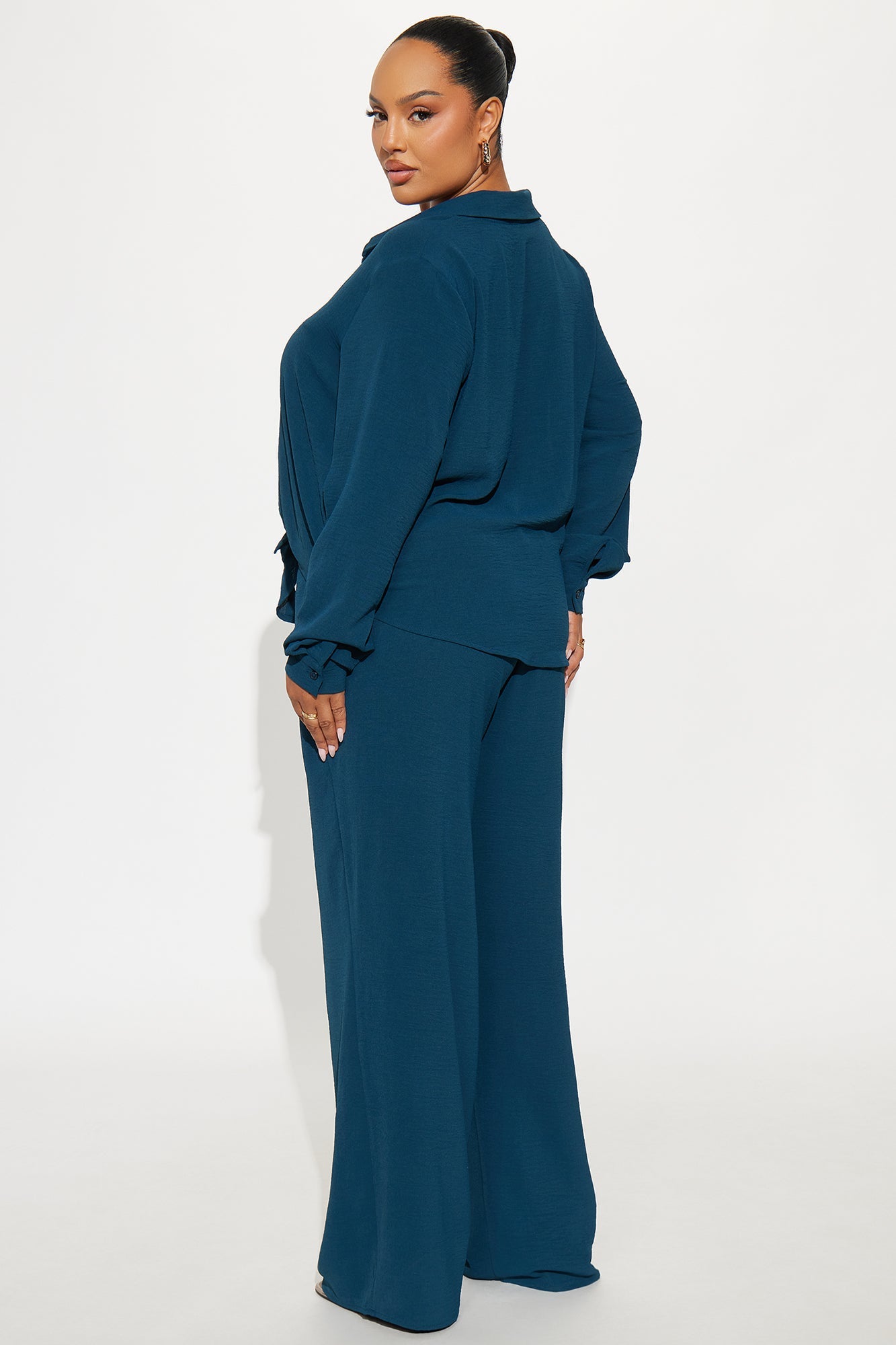 Makenzie Tie Front Pant Set - Teal