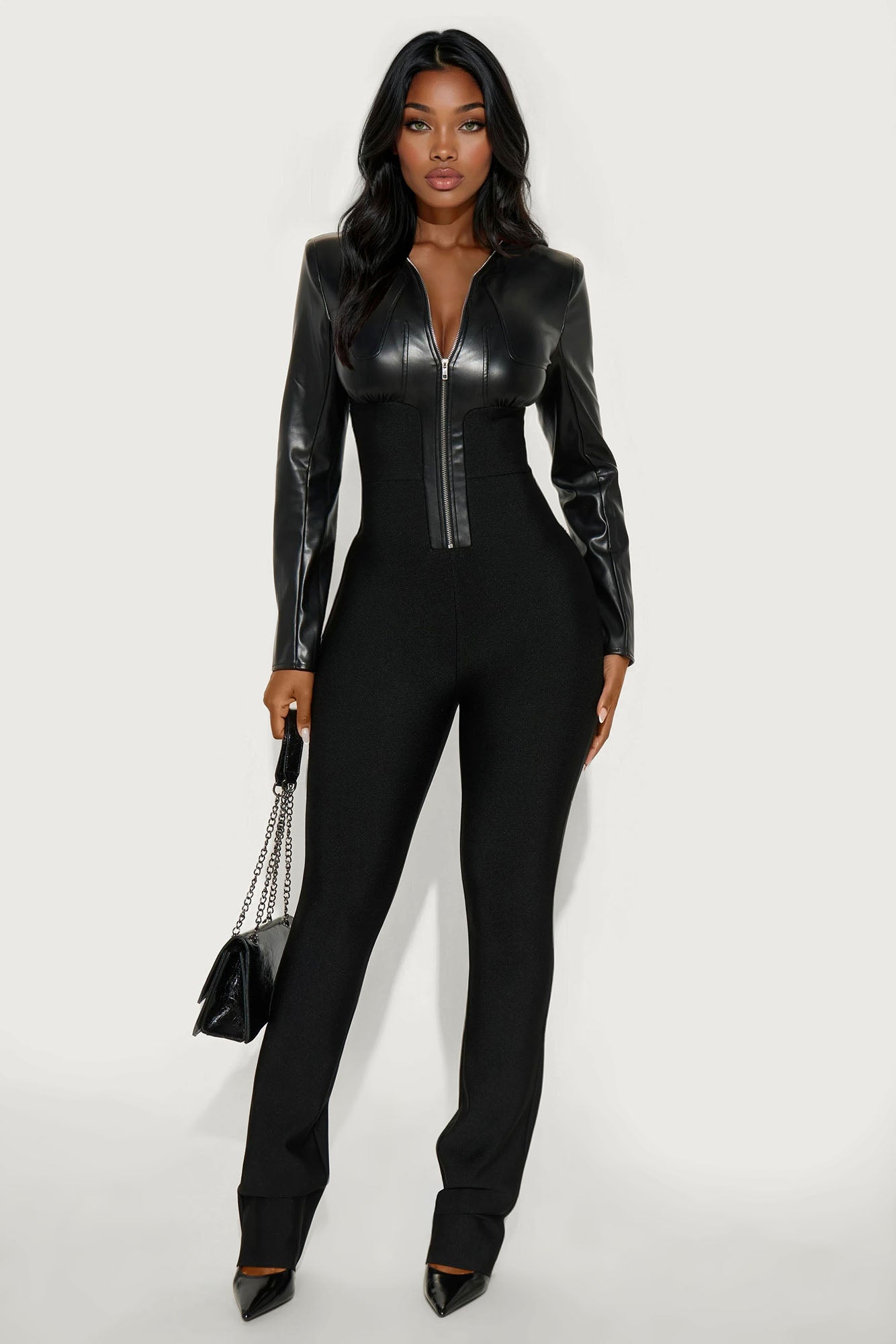 On The Move Bandage Jumpsuit - Black