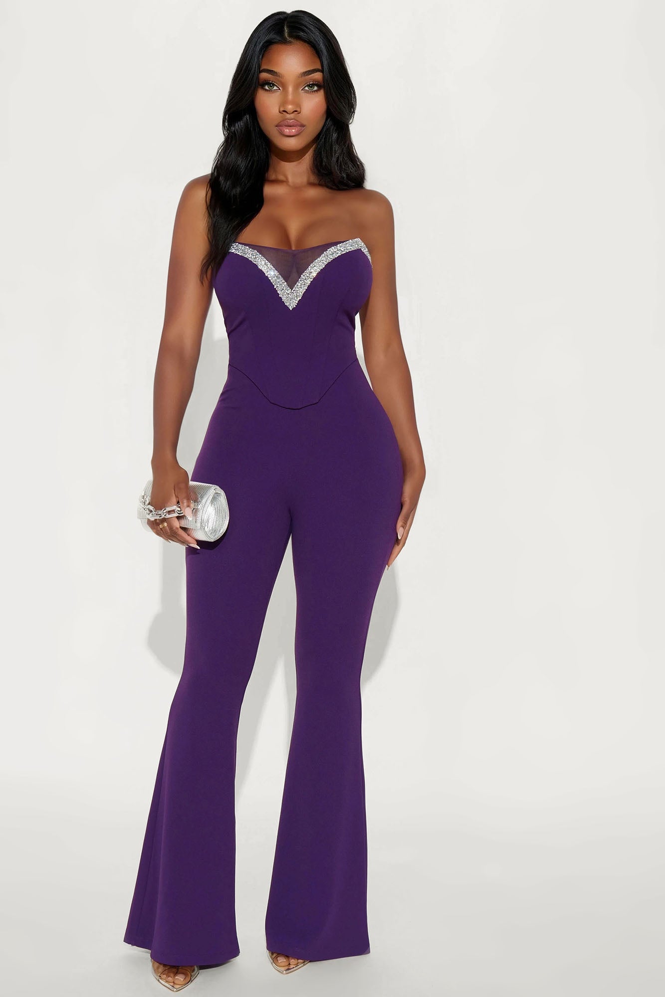 Baddie Alert Corset Jumpsuit - Purple