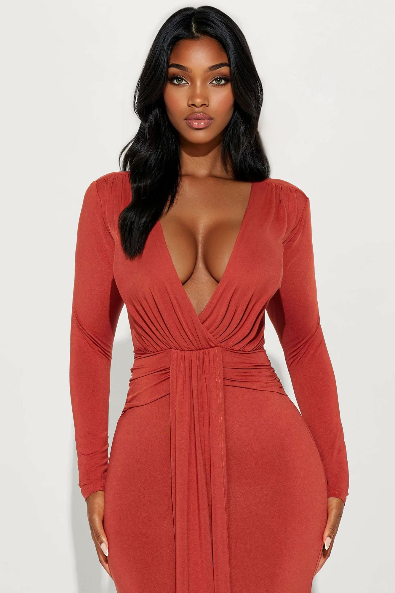 Major Obsession Draped Maxi Dress - Rust