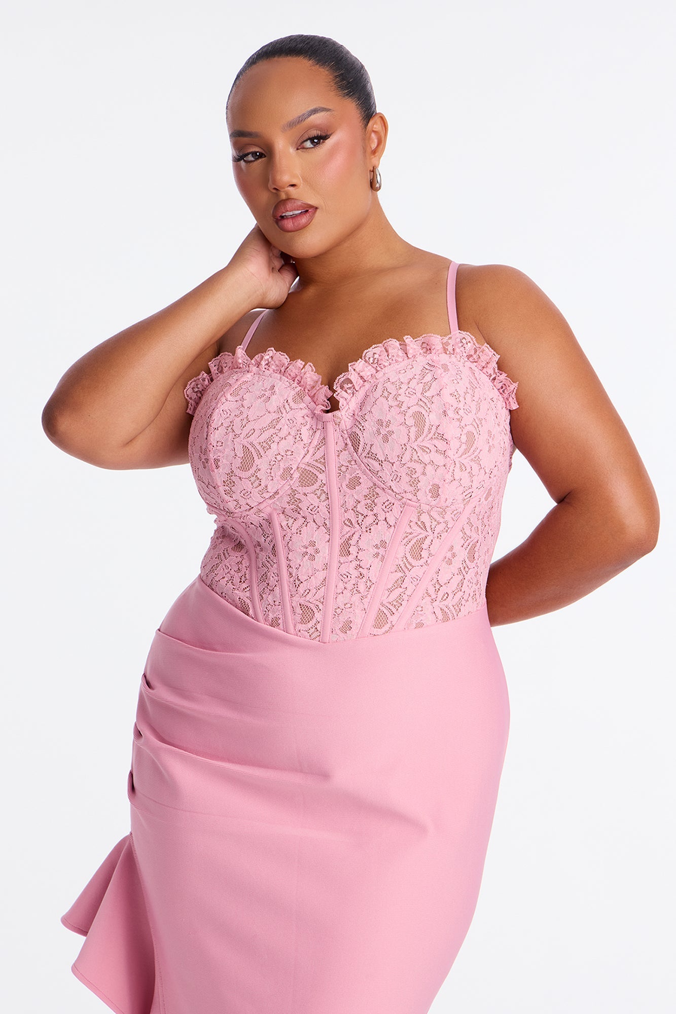 Marlena Corset Bandage Midi Dress - Light Pink