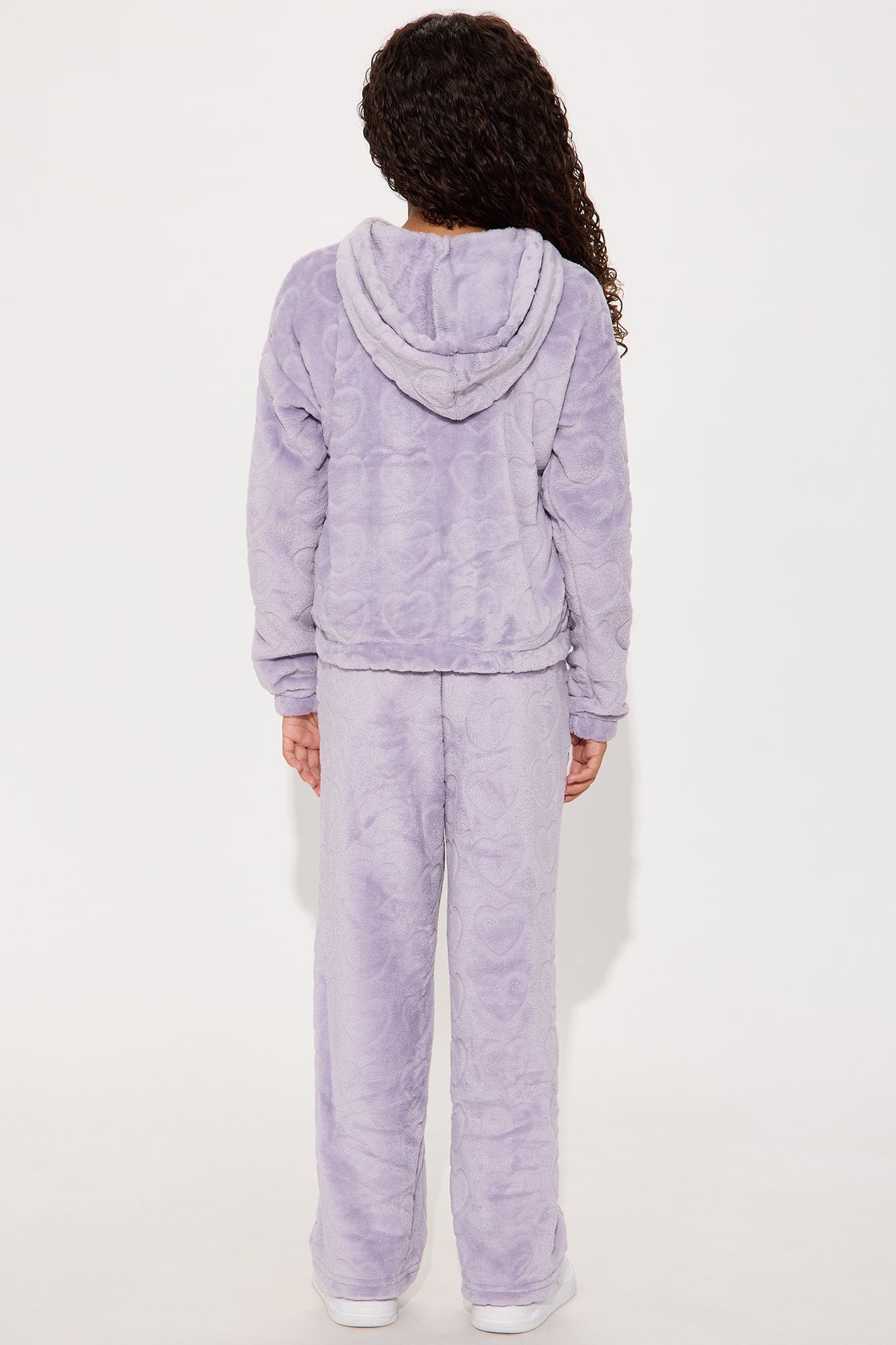 Mini Happy Hearts Wide Leg Pant Set - Purple