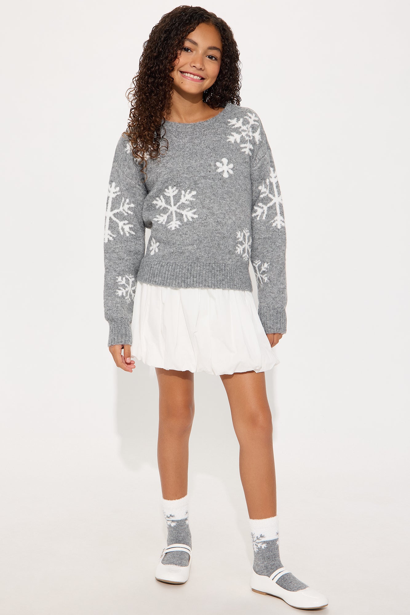 Mini Snowy Feels Fair Isle Socks And Sweater Set - Grey/combo