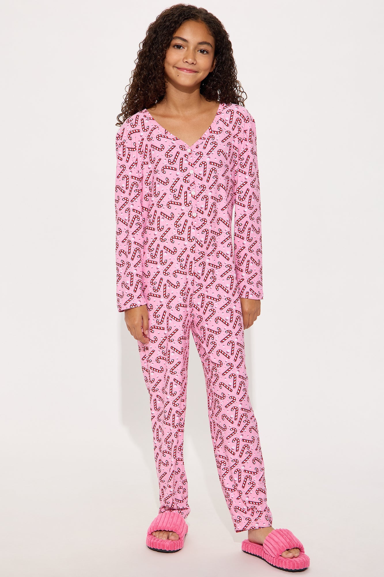 Mini Candy Cane Lane Long Sleeve Onesie - Pink/combo