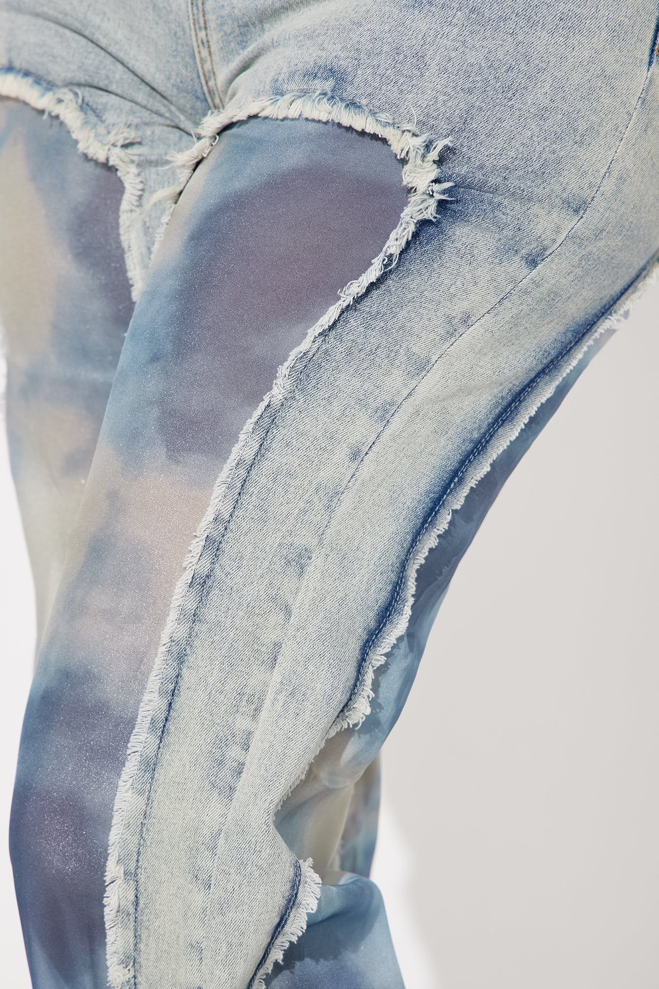 Evelynn Tie Dye Stretch Wide Leg Jeans - Light Wash