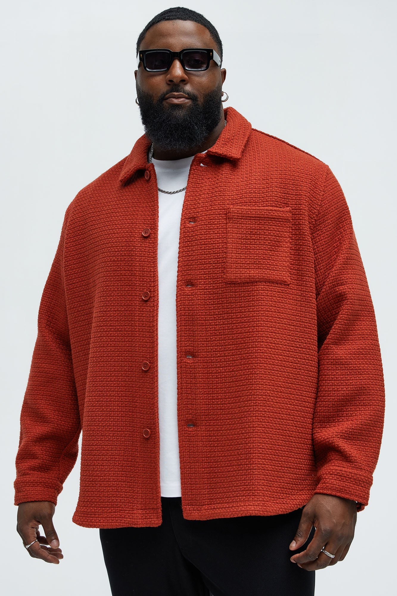 Linden Textured Button Up Shirt - Rust
