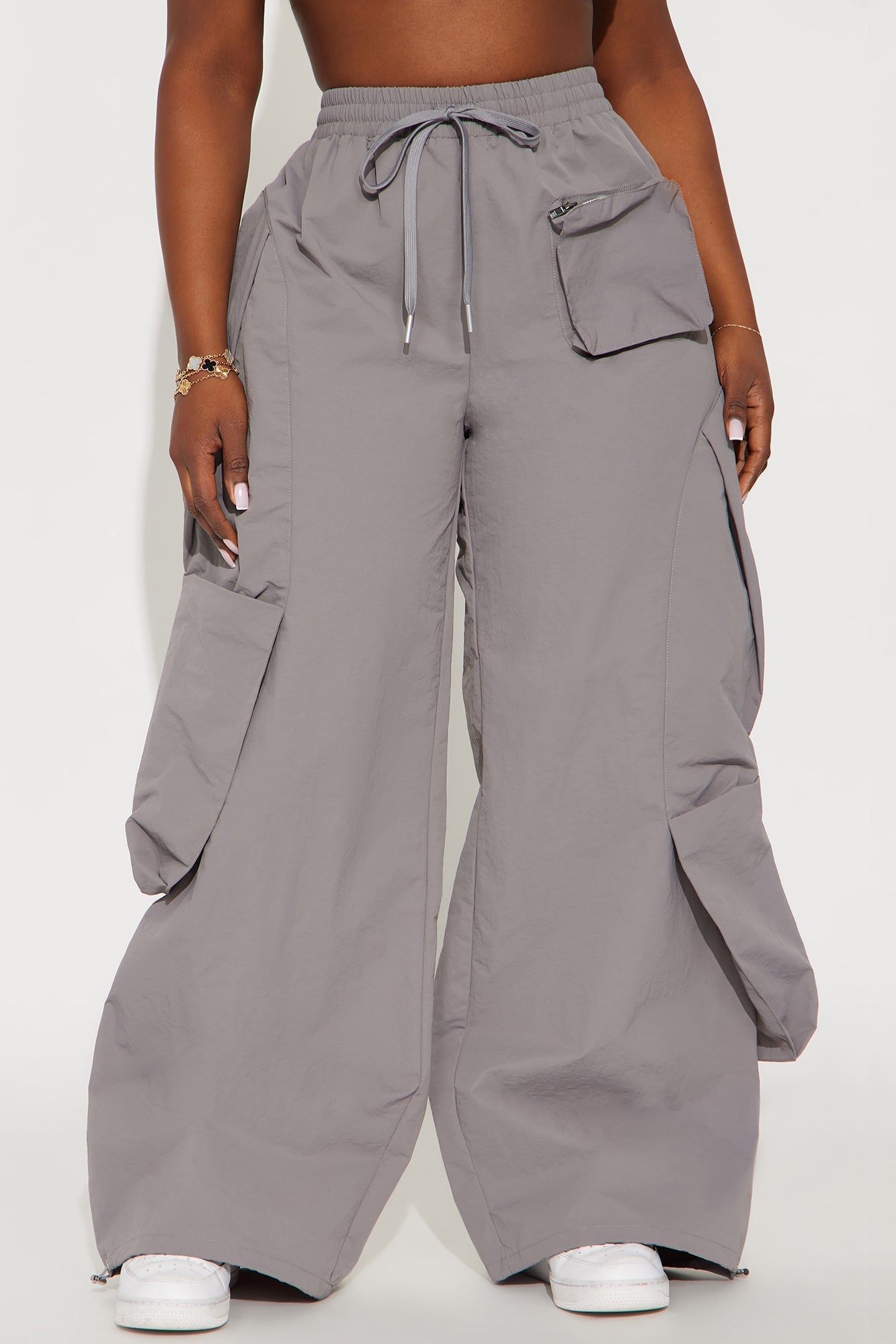 Mind Your Own Business Parachute Jogger - Grey