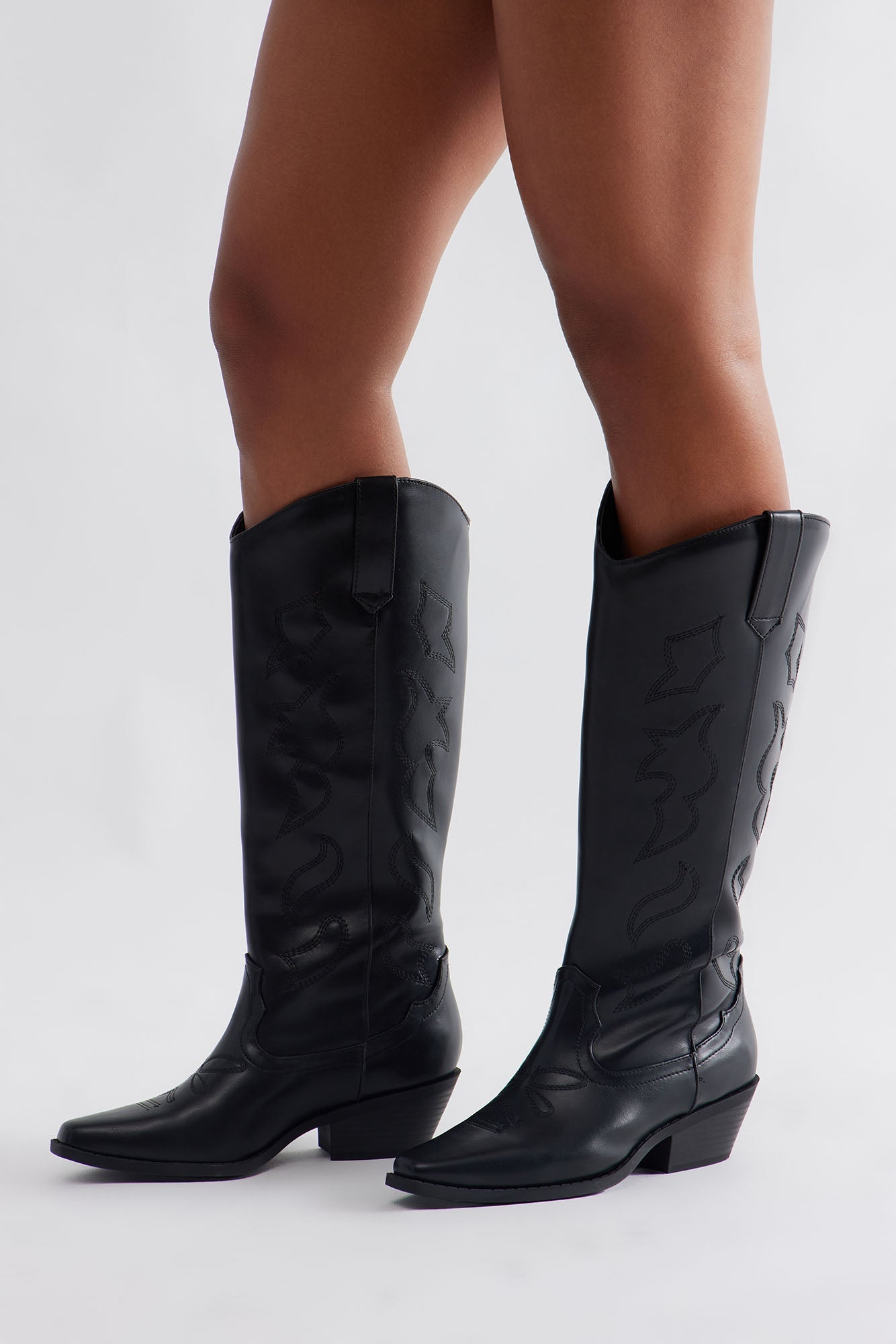 Daniel Knee High Cowboy Boots - Black
