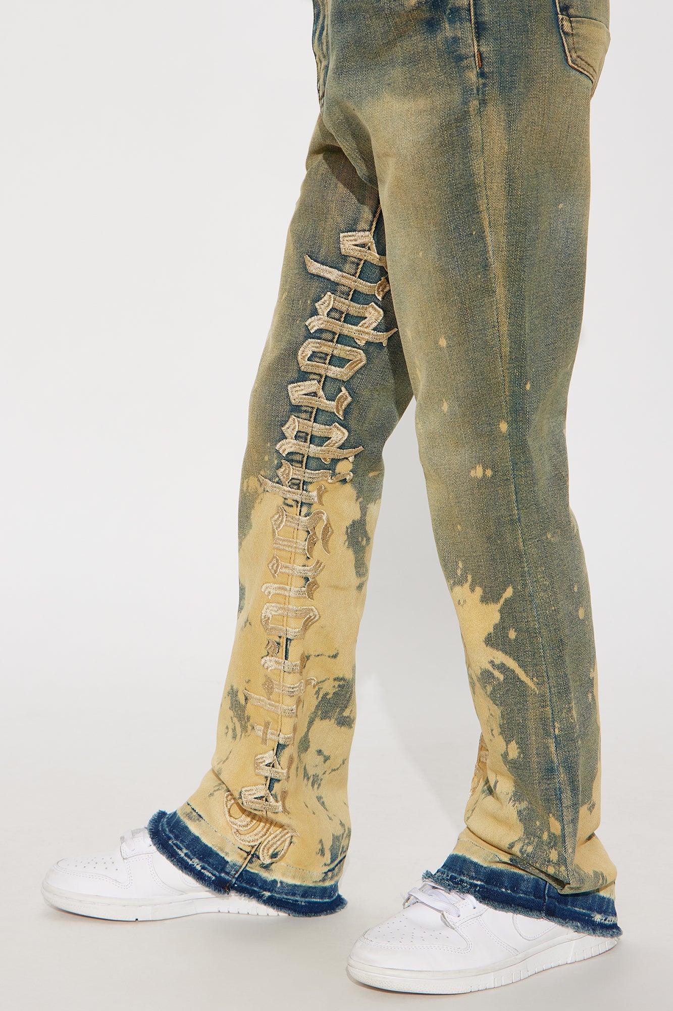 Mini See It Through Bleached Stacked Skinny Flare Jeans - Vintage Wash