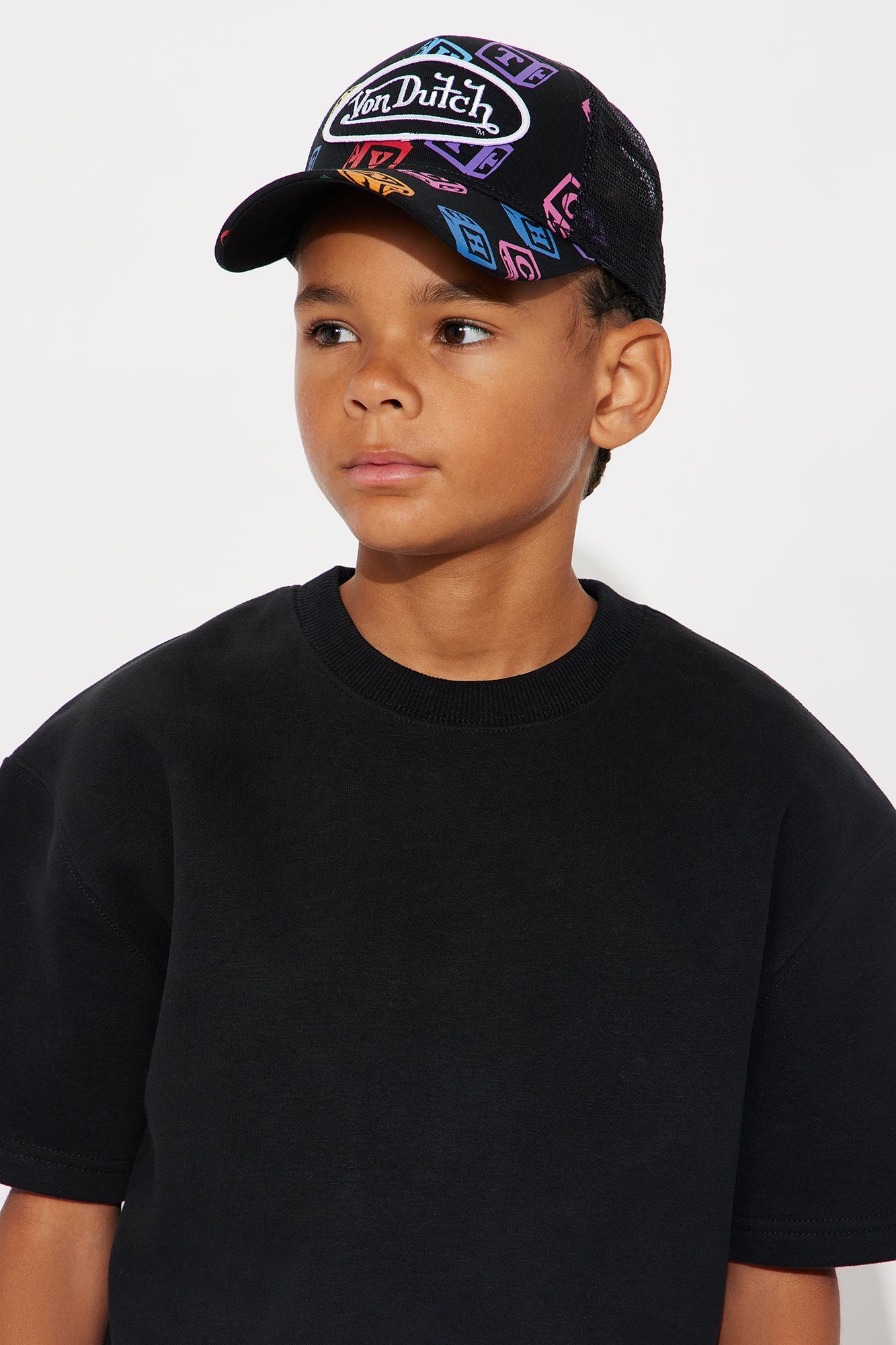 Mini Von Dutch Alphabet Blocks Trucker Hat - Black