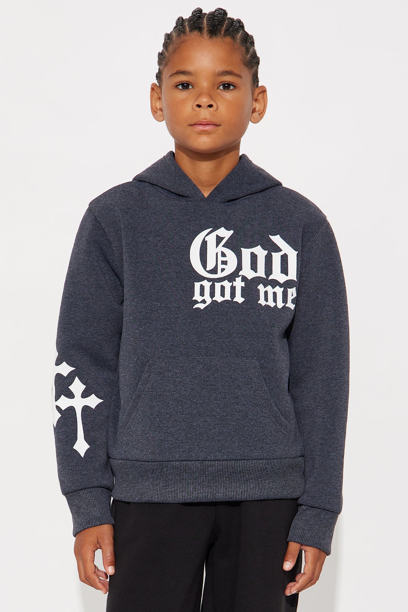 Mini God Got Me Pullover Hoodie - Charcoal