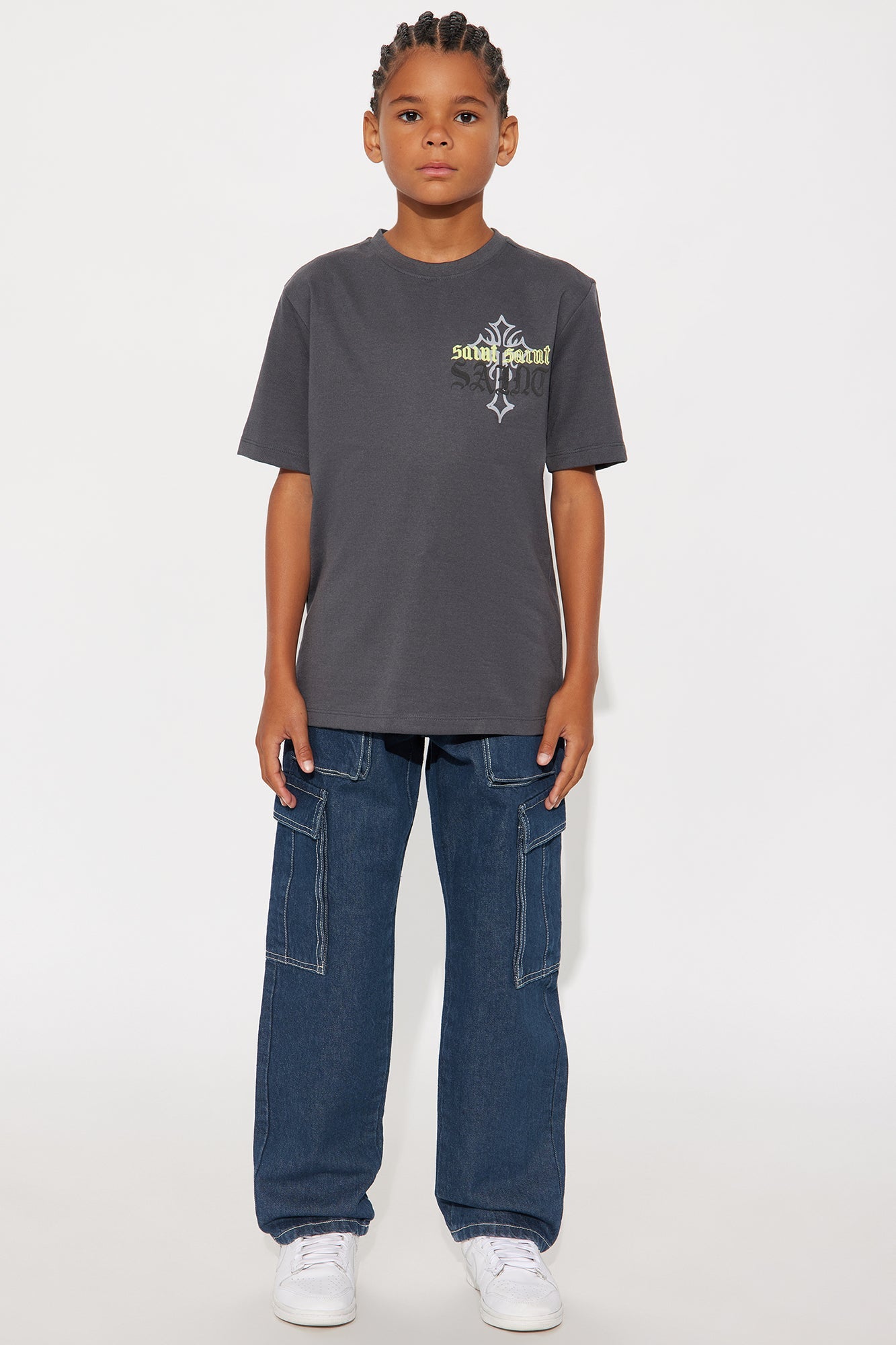 Mini Forever A Saint Front/Back Short Sleeve Tee - Charcoal