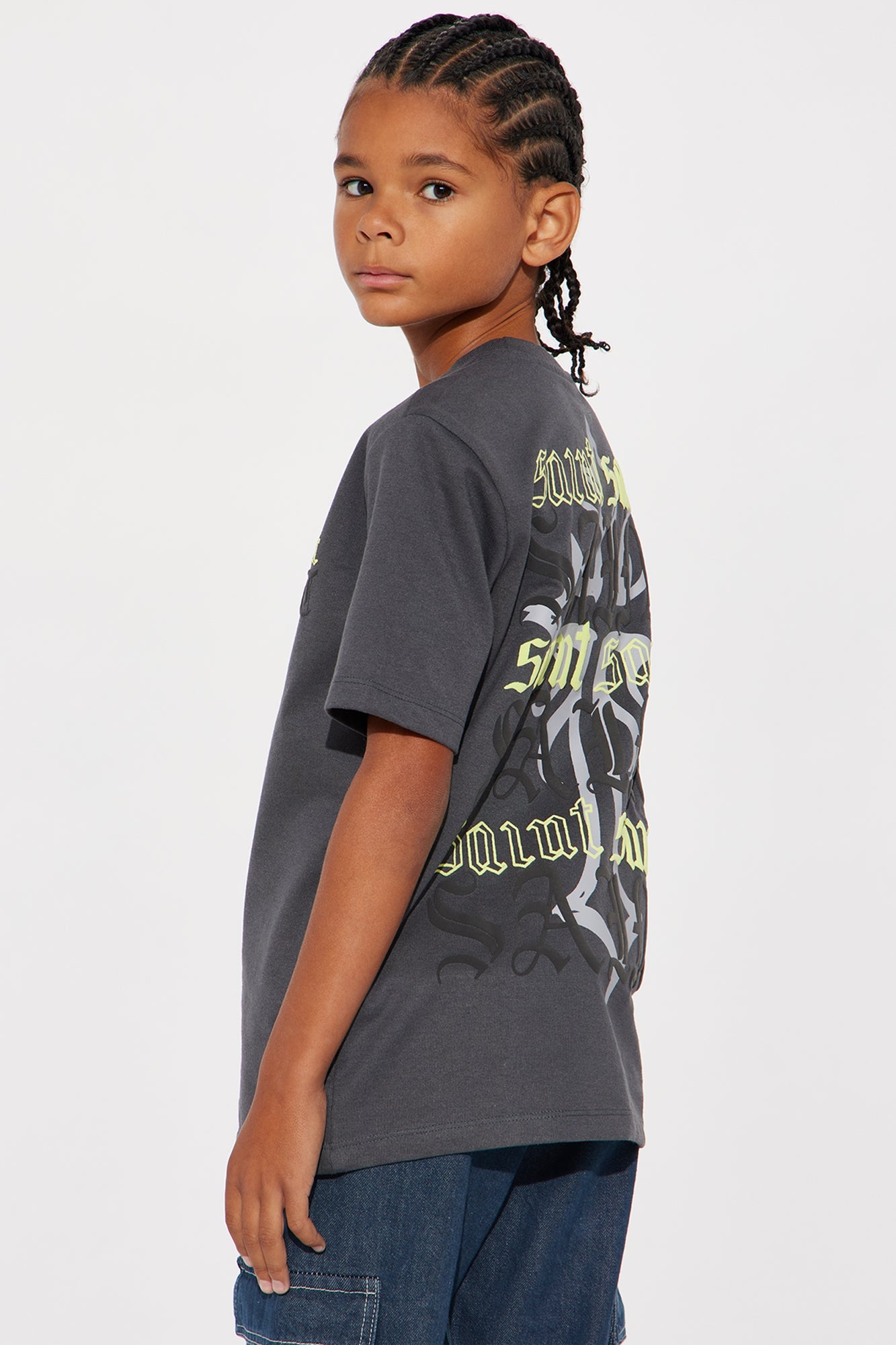 Mini Forever A Saint Front/Back Short Sleeve Tee - Charcoal