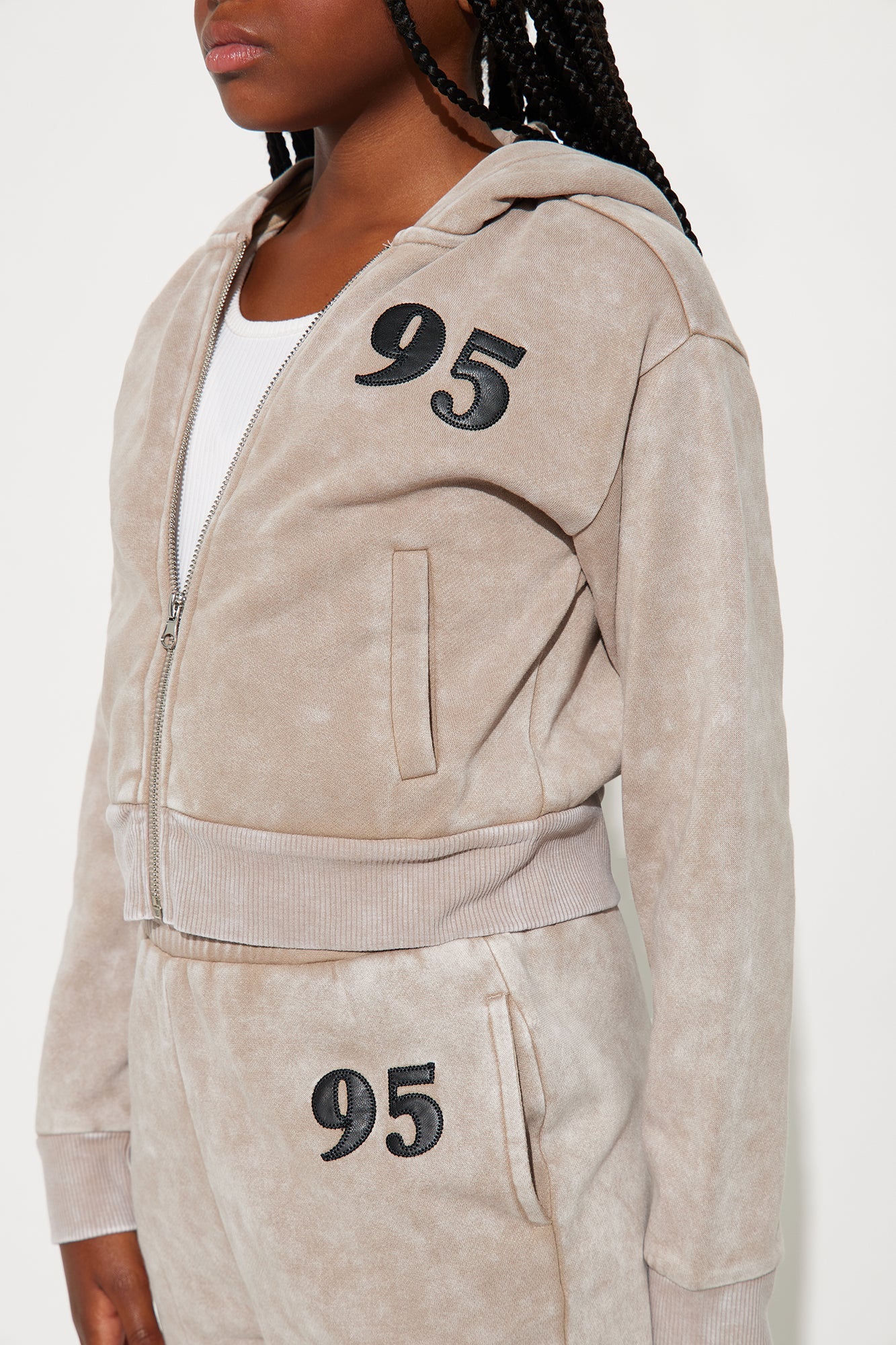 Mini Brooklyn Baby Washed Fleece Pant Set - Taupe