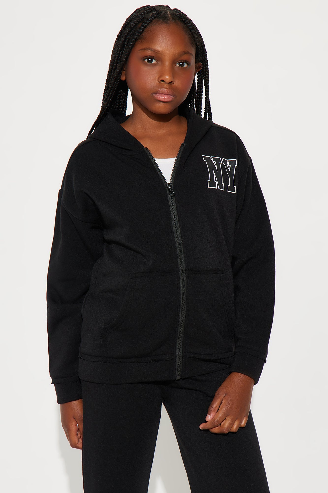 Mini NY Oversized Fleece Pant Set - Black