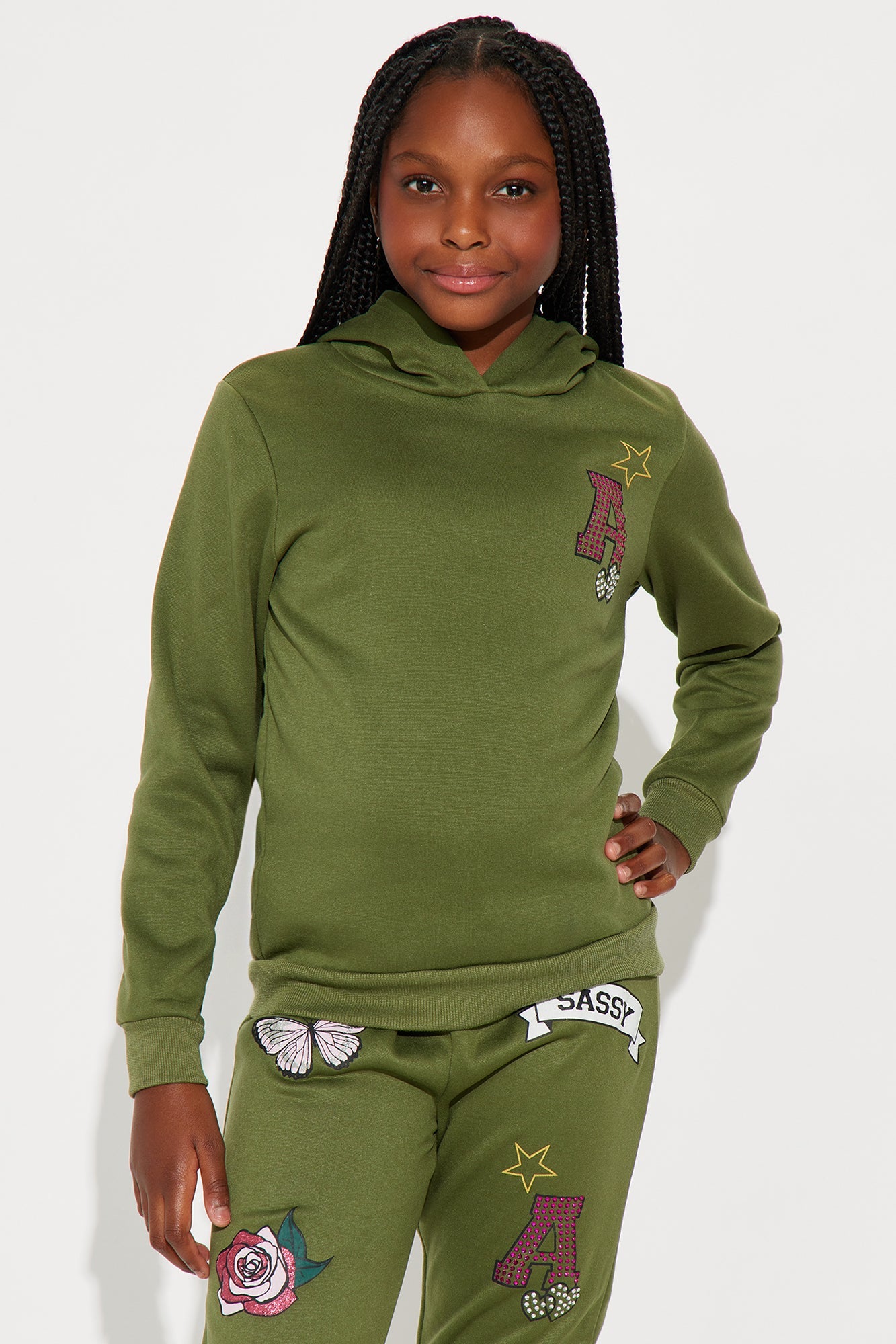 Mini Stay Sassy Jogger Pant Set - Olive