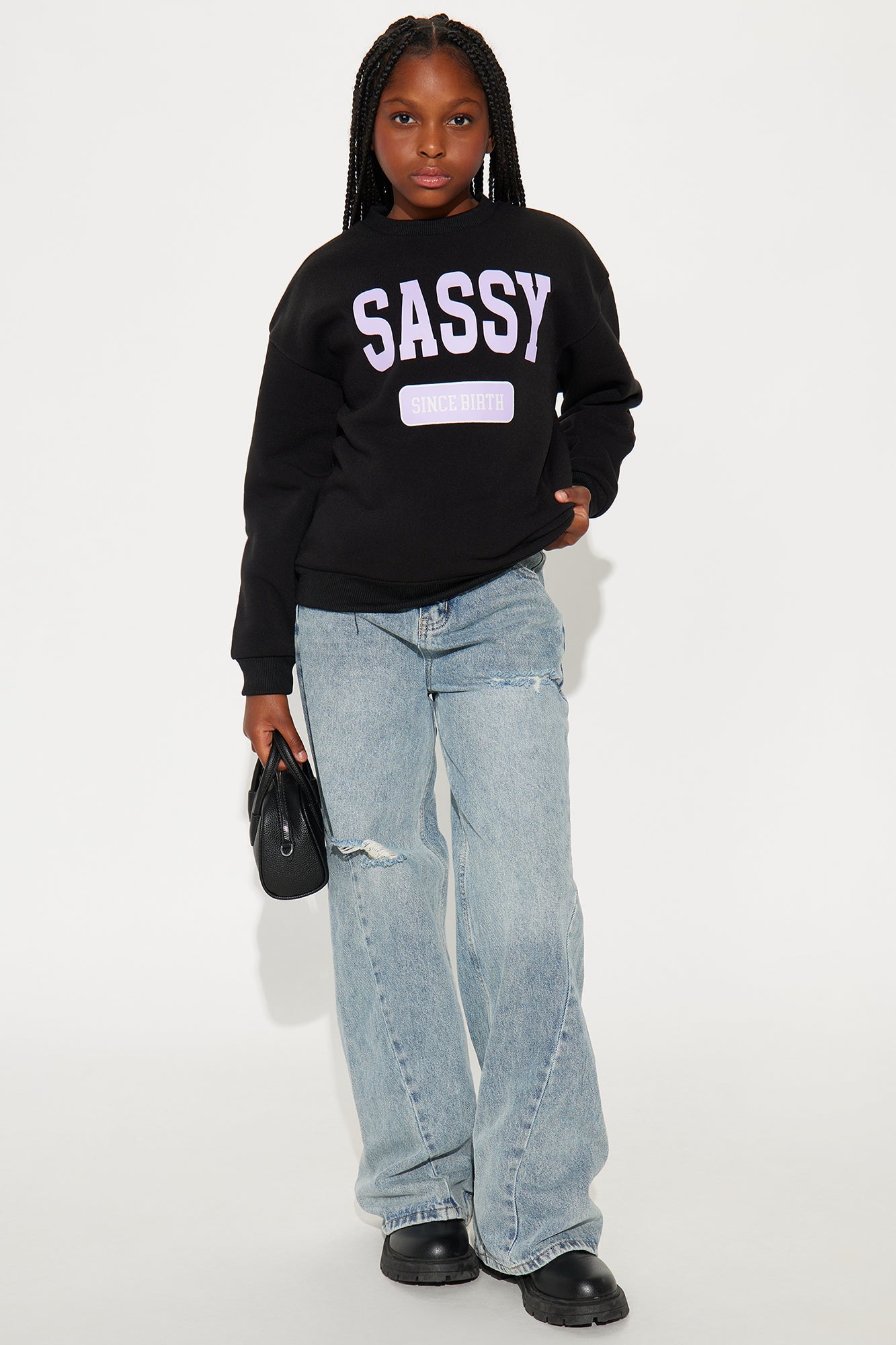Mini Sassy Since Birth Crew Neck Sweatshirt - Black