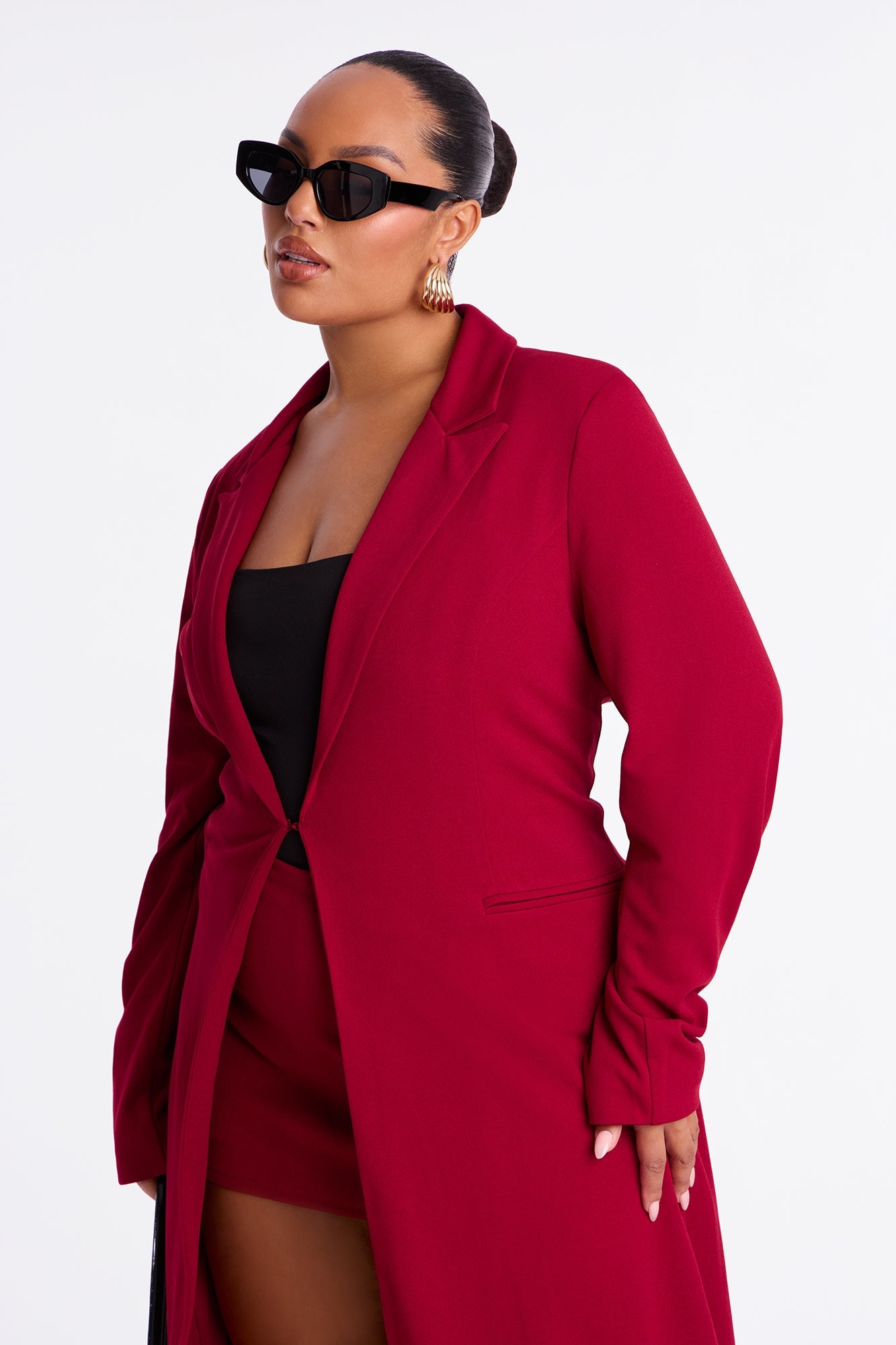 Feeling Regal Crepe Coat - Wine