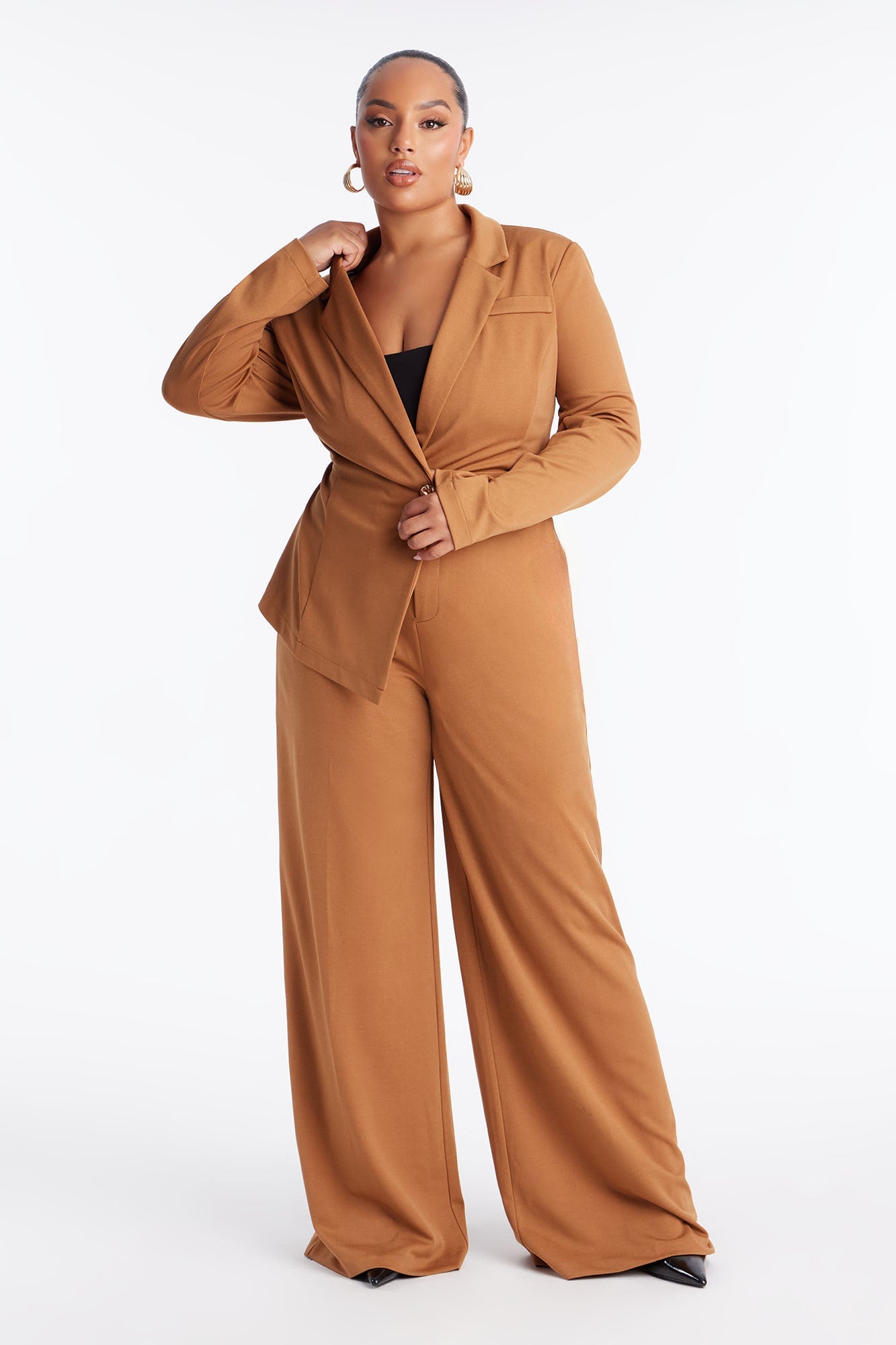 Lana Blazer Wide Leg Jumpsuit - Camel