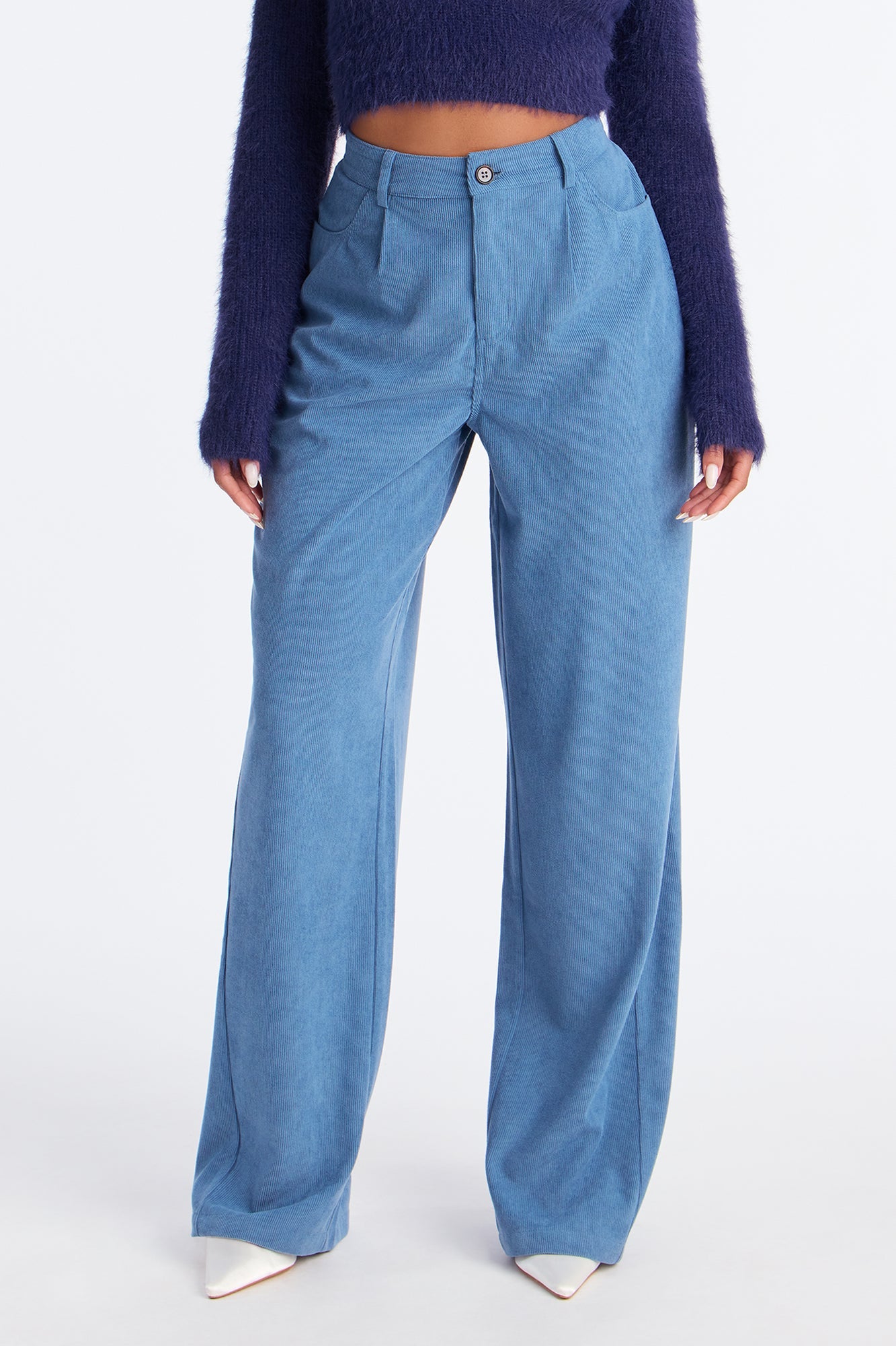 Everyday Casual Corduroy Wide Leg Pant 32″ - Blue