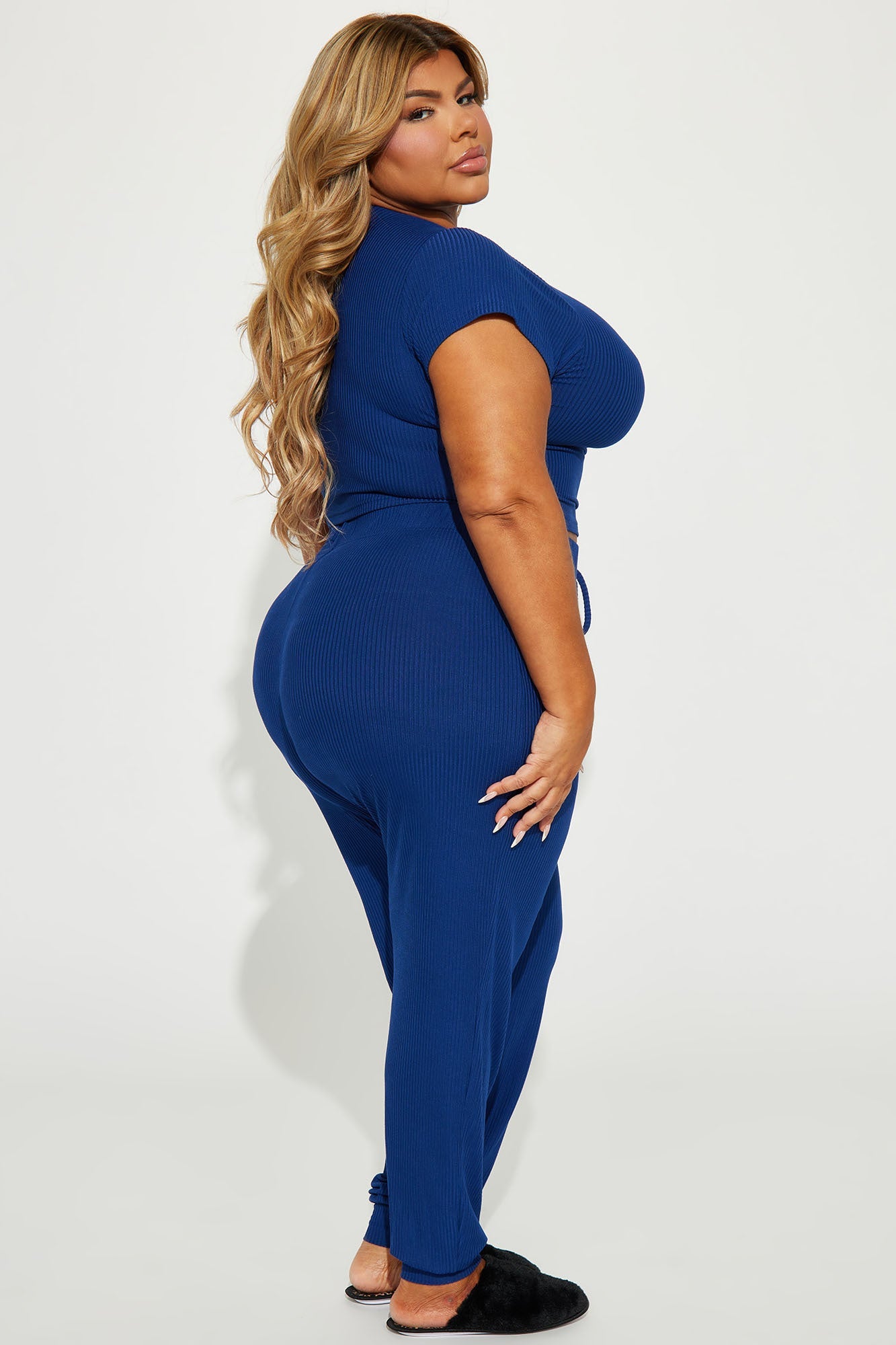 We Go Together Ribbed PJ Jogger Set - Navy