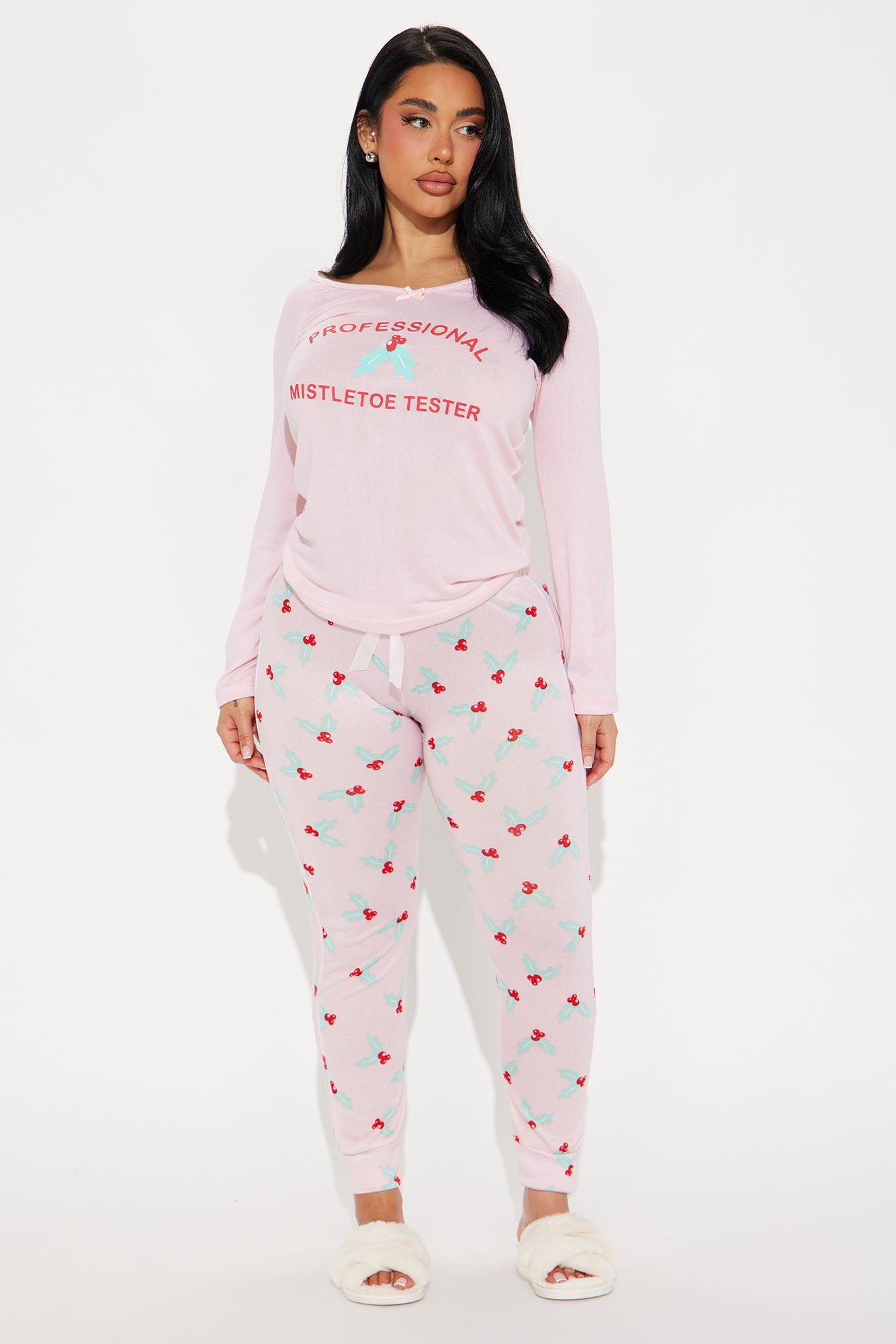Miss Mistletoe PJ Jogger Set - Pink/Pink