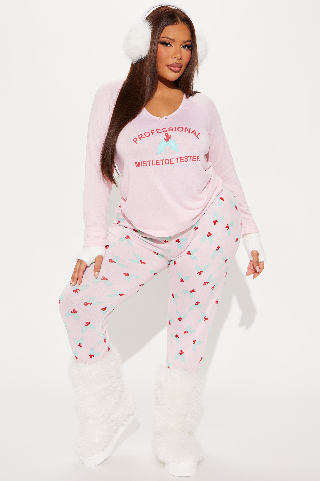 Miss Mistletoe PJ Jogger Set - Pink/Pink