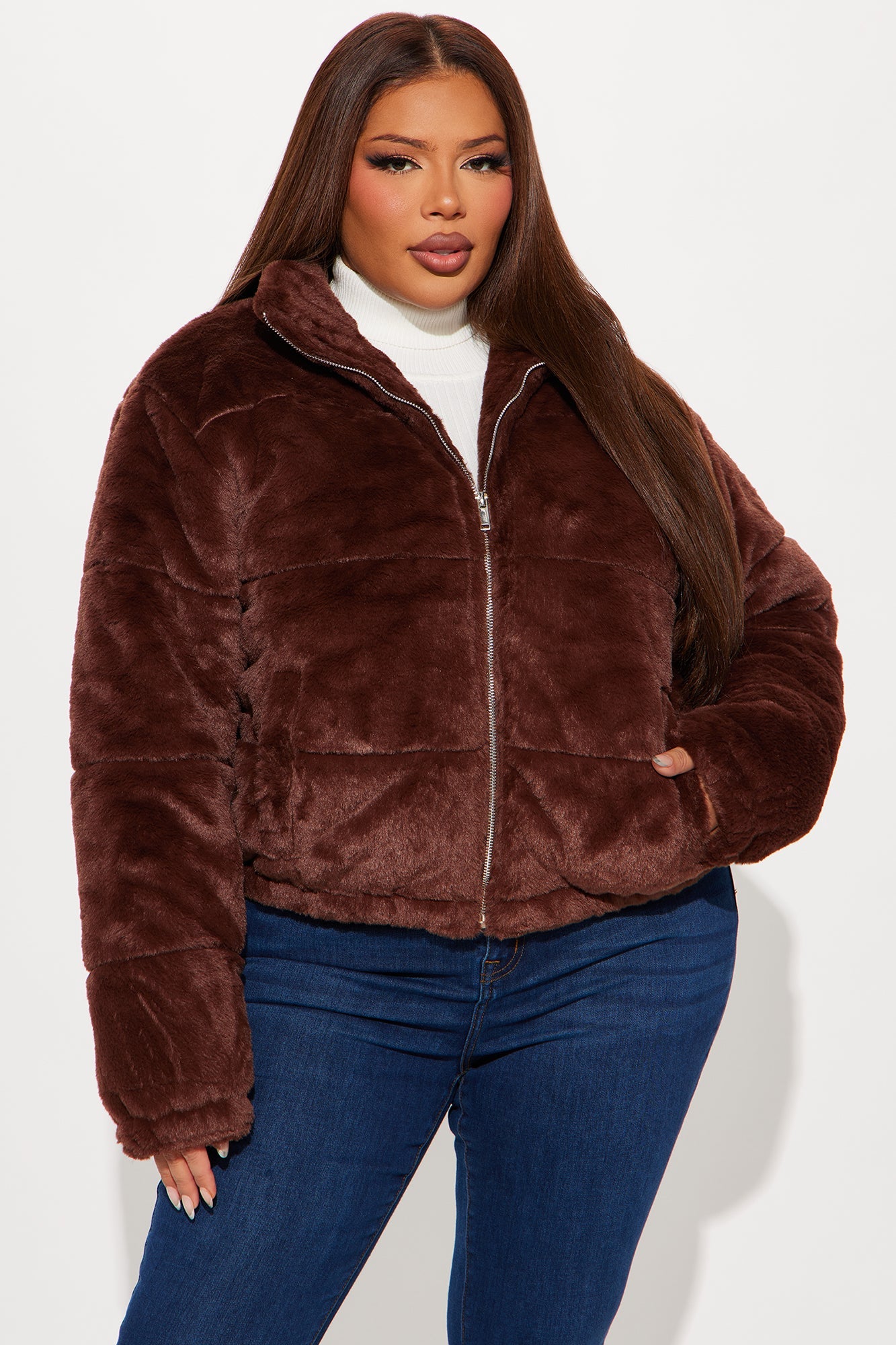 Elizabeth Faux Fur Jacket - Chocolate
