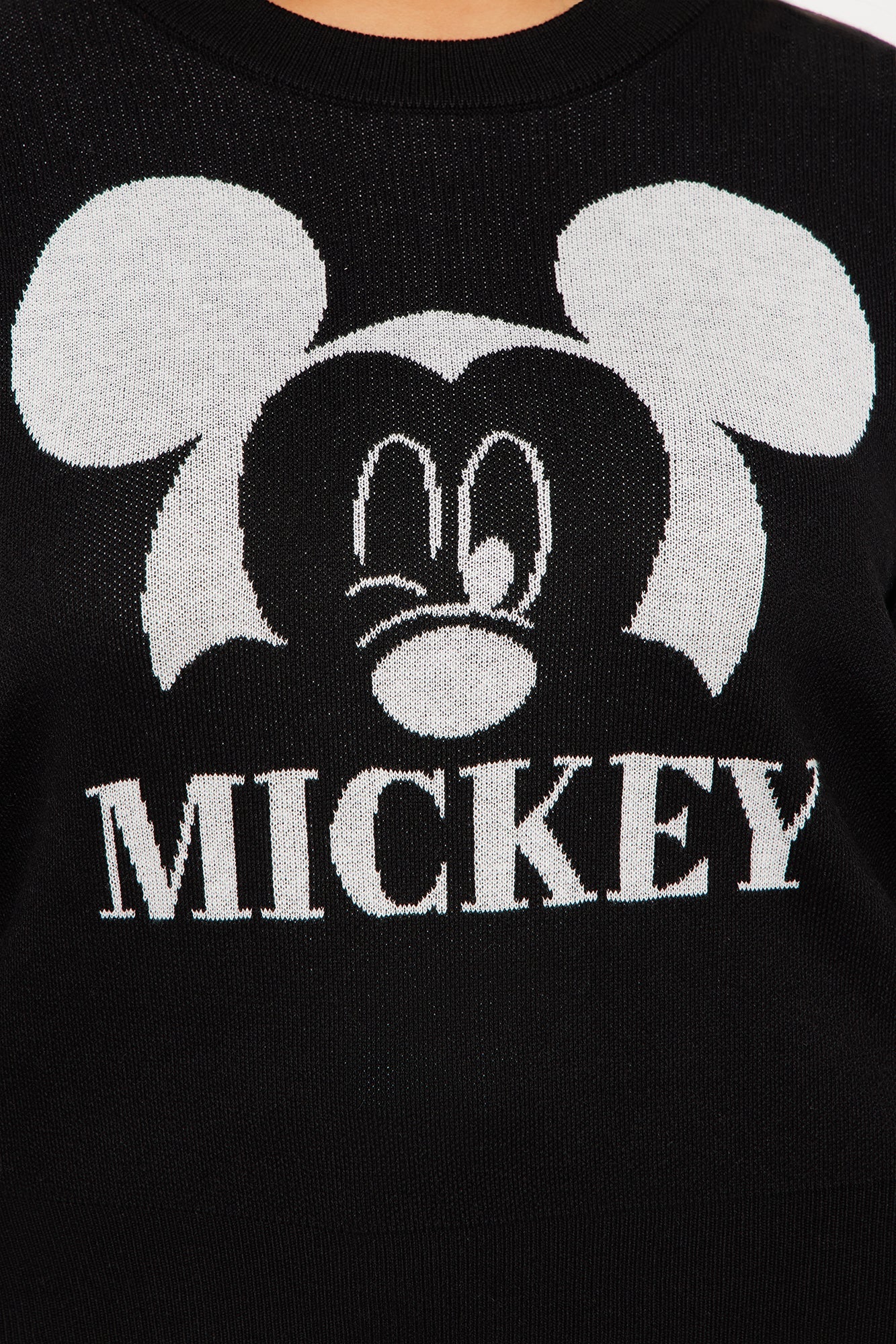 Mickey Mouse Cropped Sweater - Black/White
