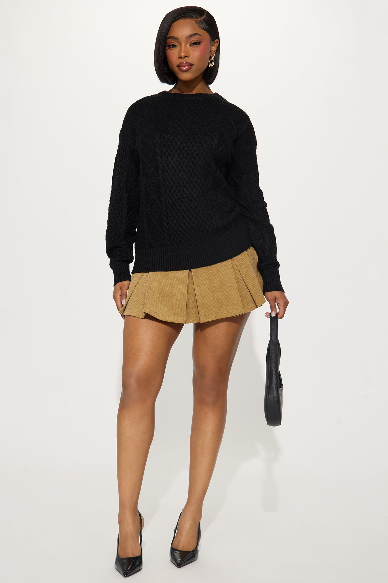 Azusa Cable Knit Sweater - Black